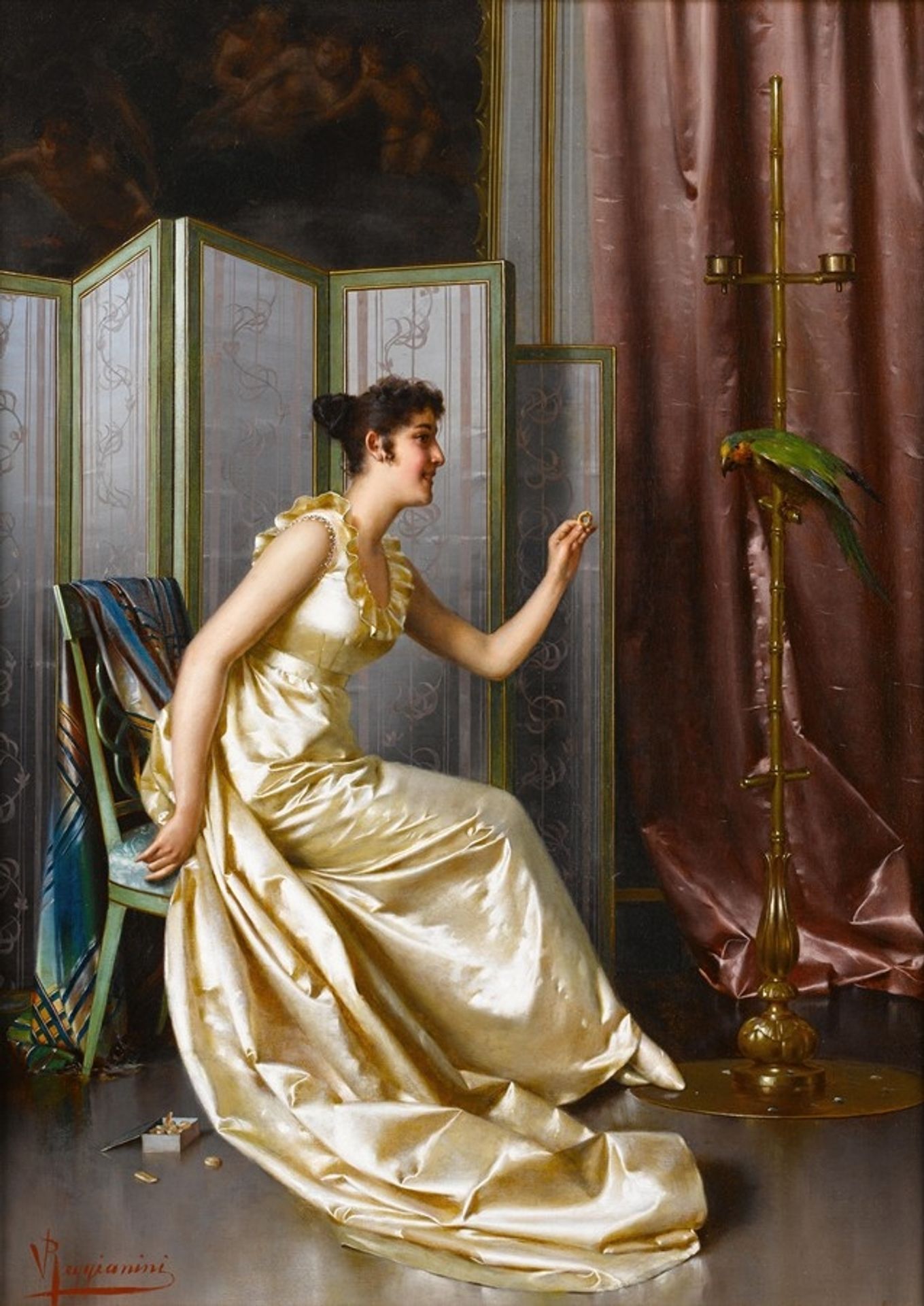 Feeding the parrot by Vittorio Reggianini