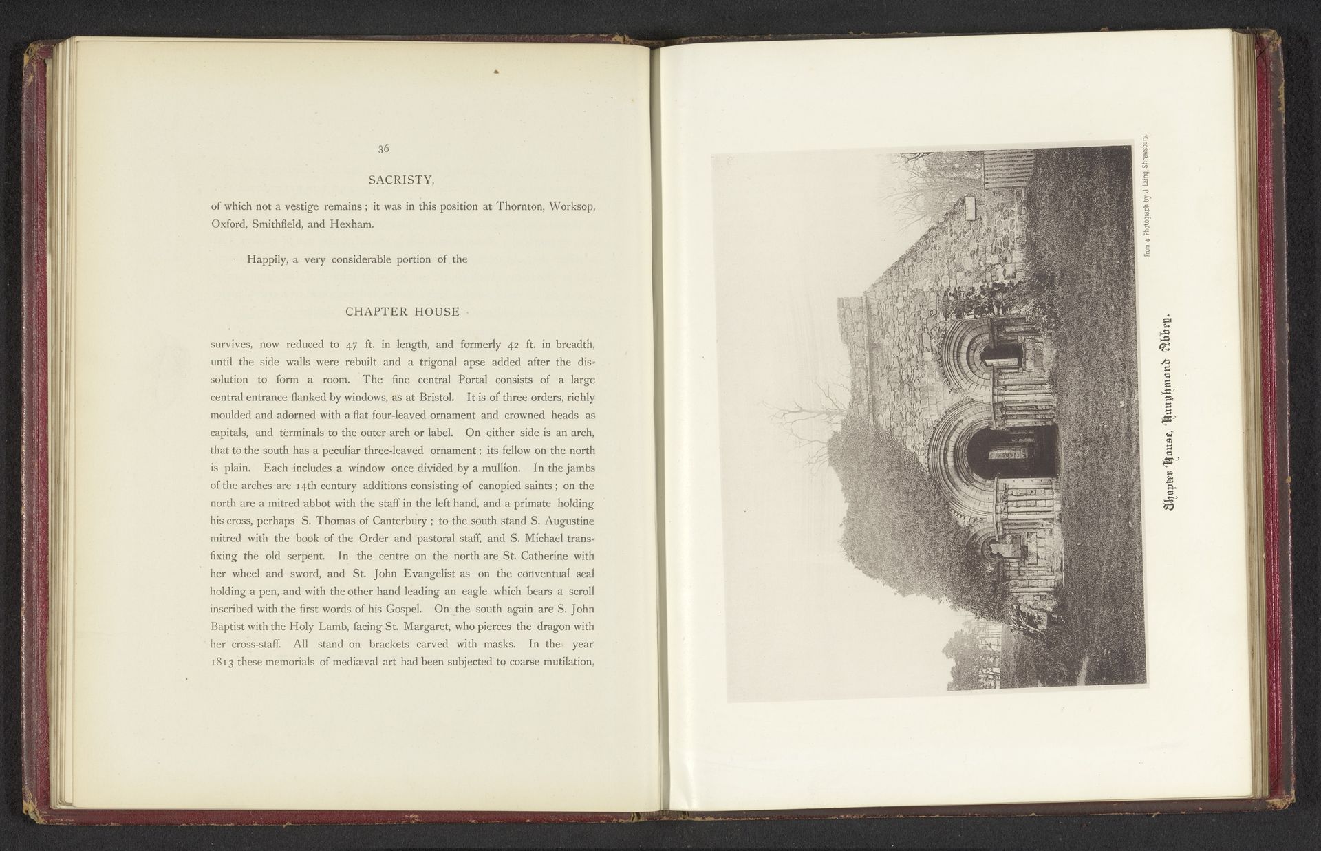 Gezicht op de ruïne van de kapittelzaal van Haughmond Abbey by J. Laing