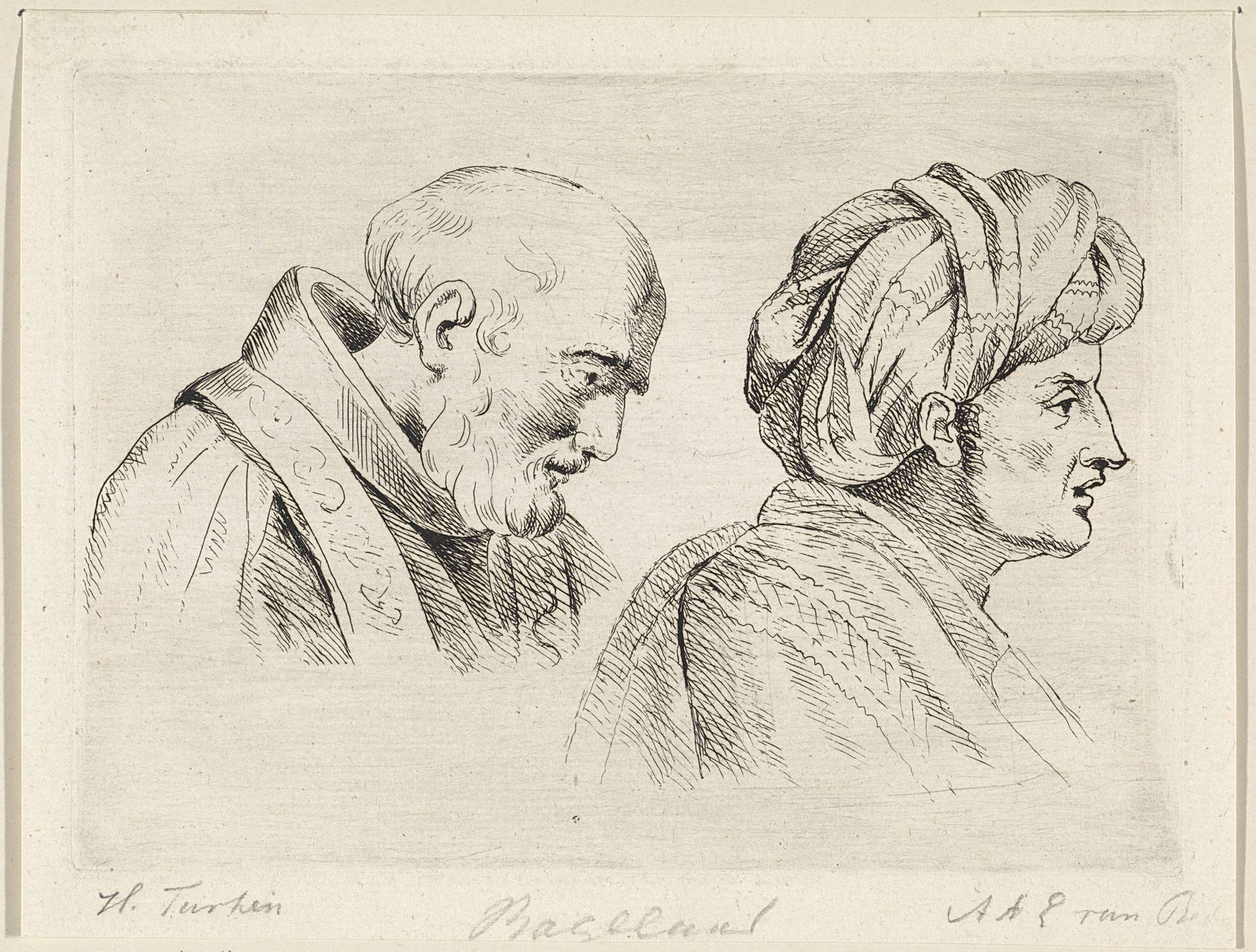 Geestelijke en een man met tulband by Henricus Turken