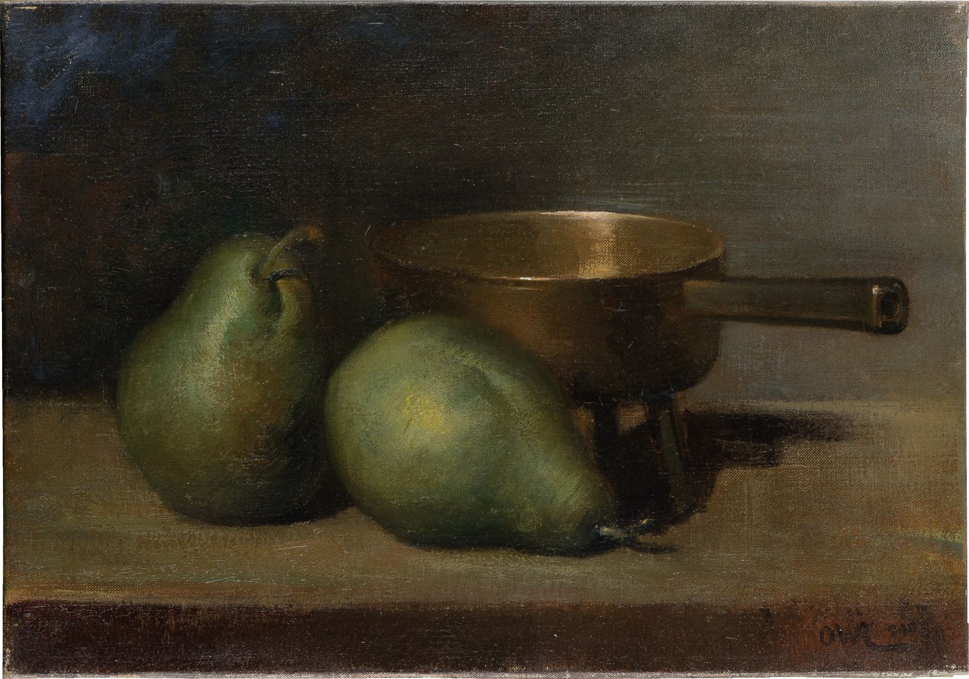 Still Life with Pears and Casserole by Ottilie W. Roederstein