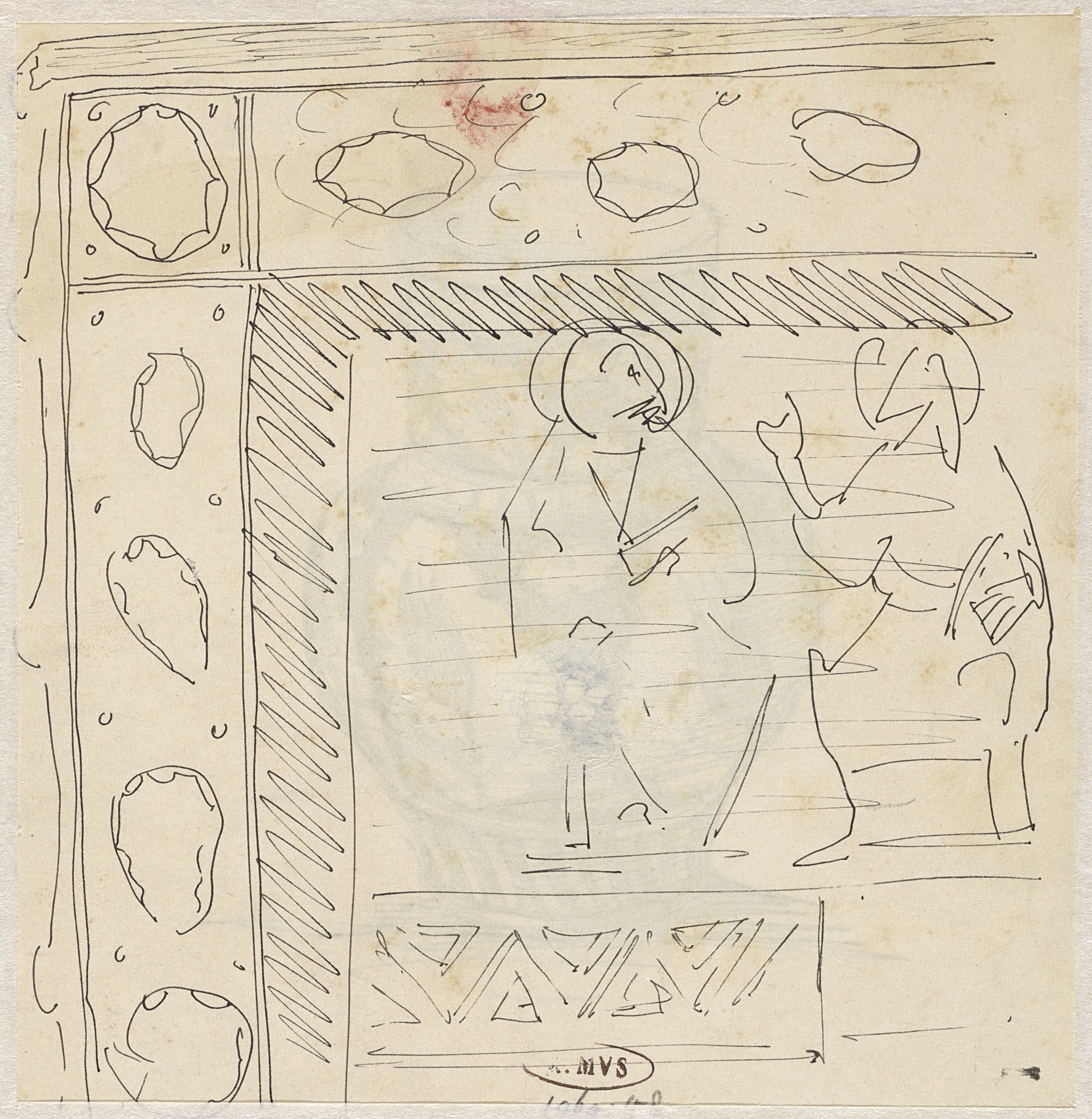 Deel van een ornament met zittende heiligen by Theo Nieuwenhuis