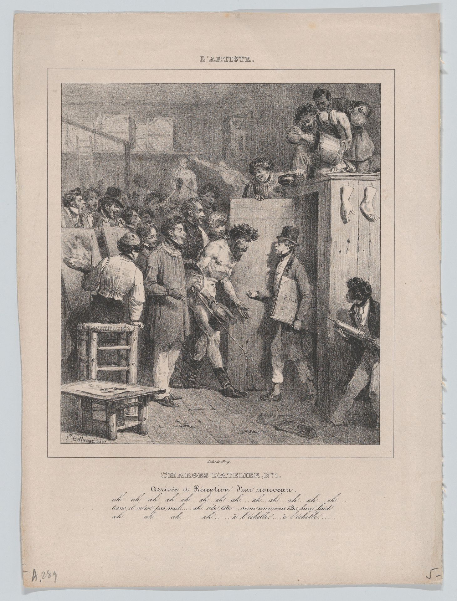 Responsibilities of an Atelier: Number 1: The Arrival and Reception of a Newcomer by Hippolyte Bellangé