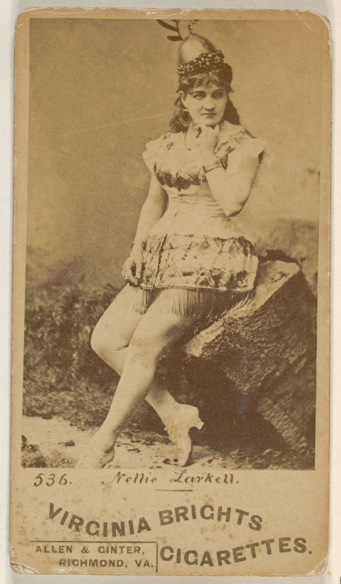 Card 536, Nellie Larkell, from the Actors and Actresses series (N45, Type 6) for Virginia Brights Cigarettes by Allen & Ginter
