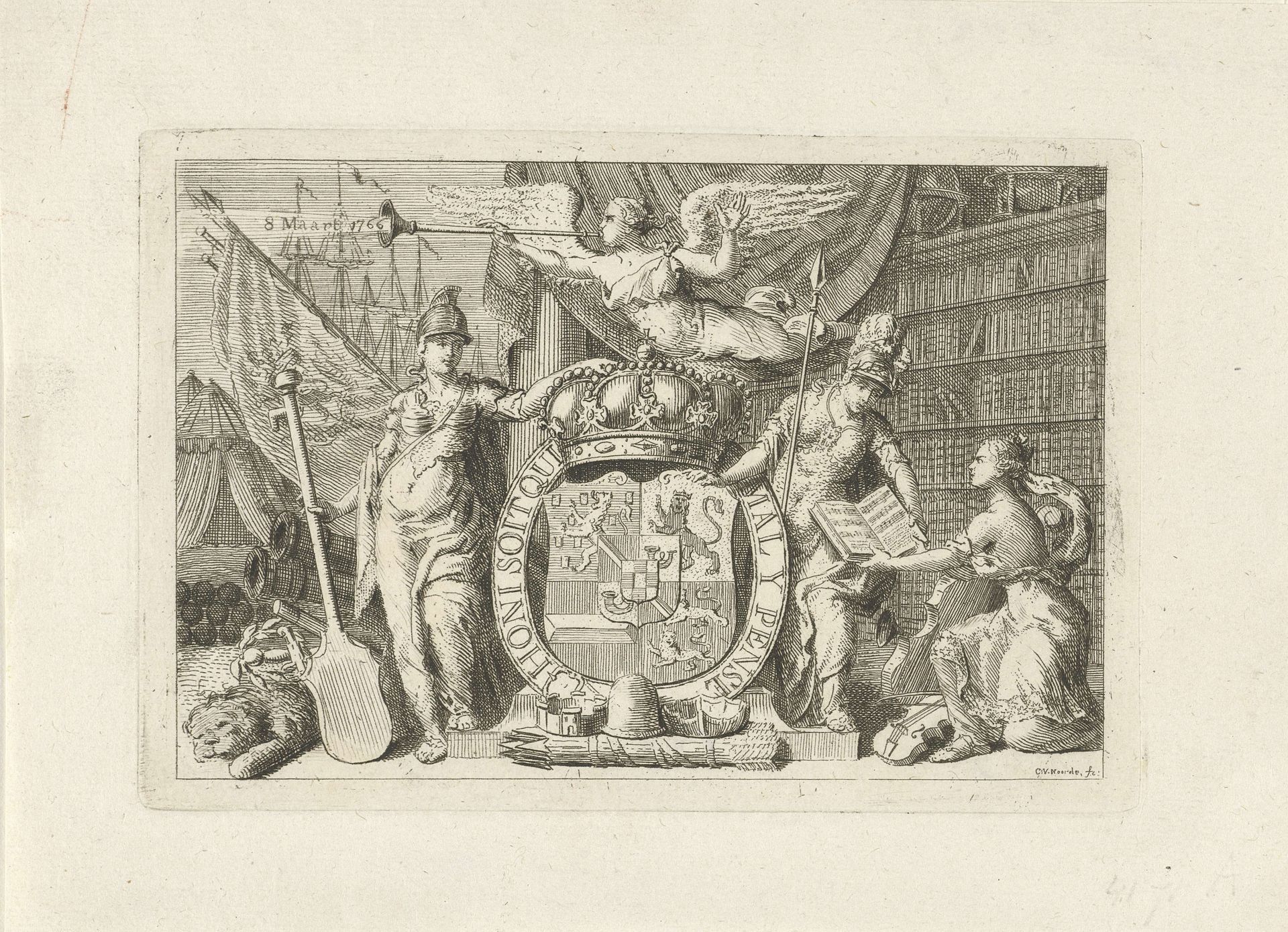 Allegorie op de meerderjarigheid van Willem V, 1766 by Cornelis van Noorde