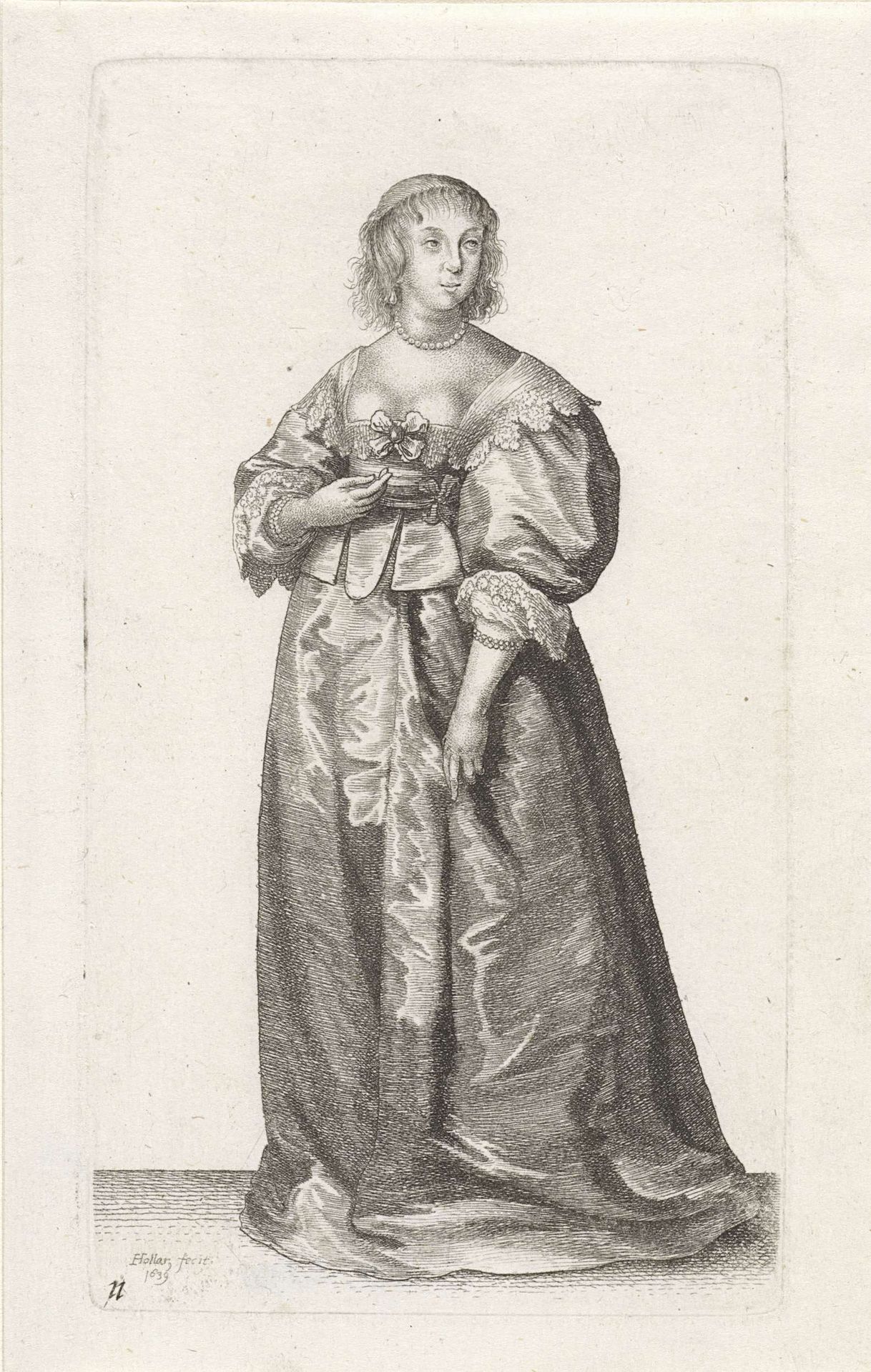 Engelse vrouw van stand met armbanden van parels by Wenceslaus Hollar