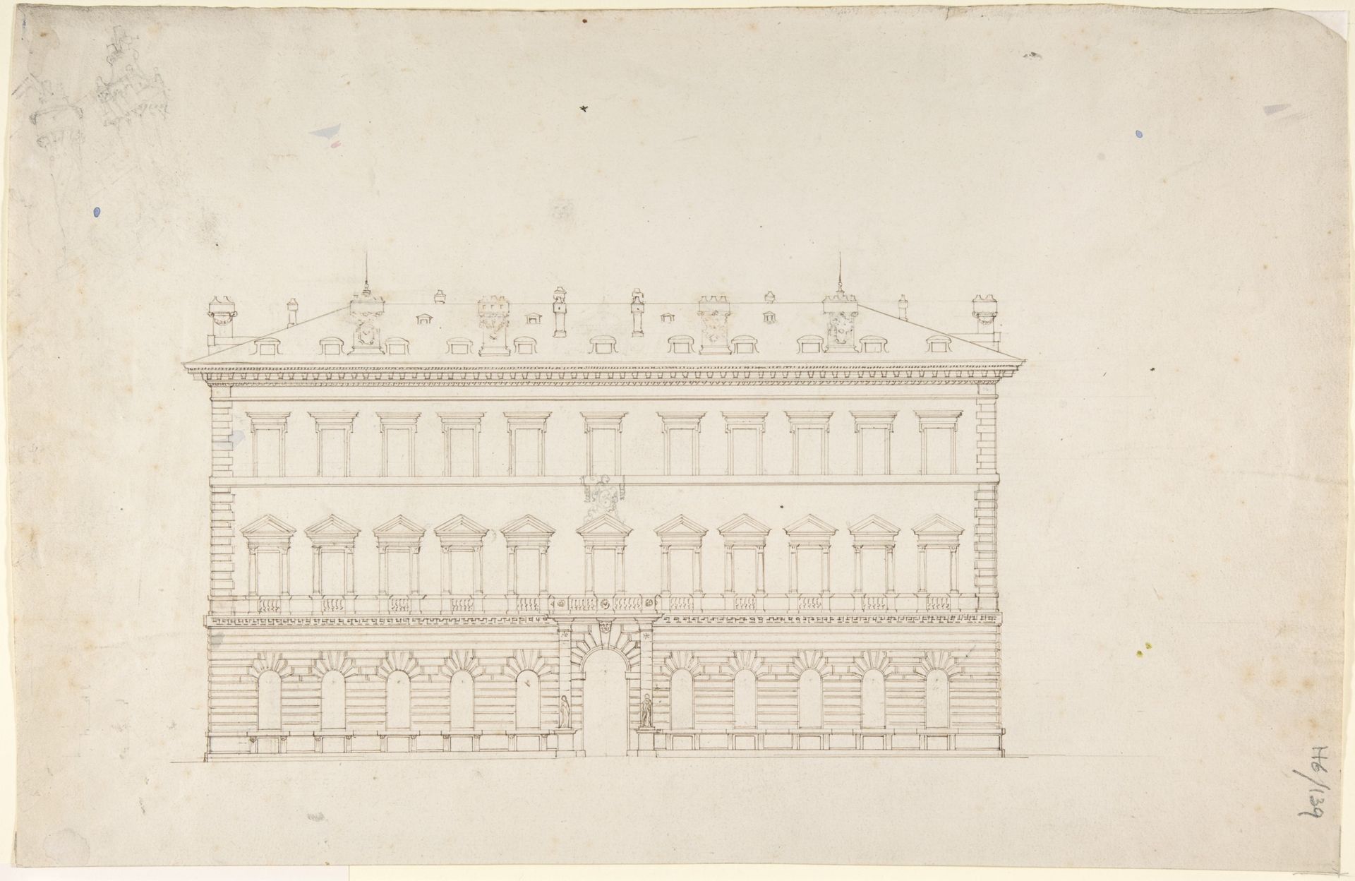 Design for a Public Building in the Italian Renaissance Palazzo Style by Sir Charles Barry