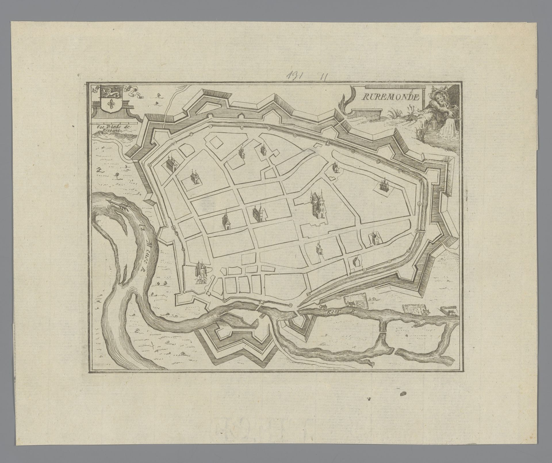 Plattegrond van Roermond by Jacobus Harrewijn