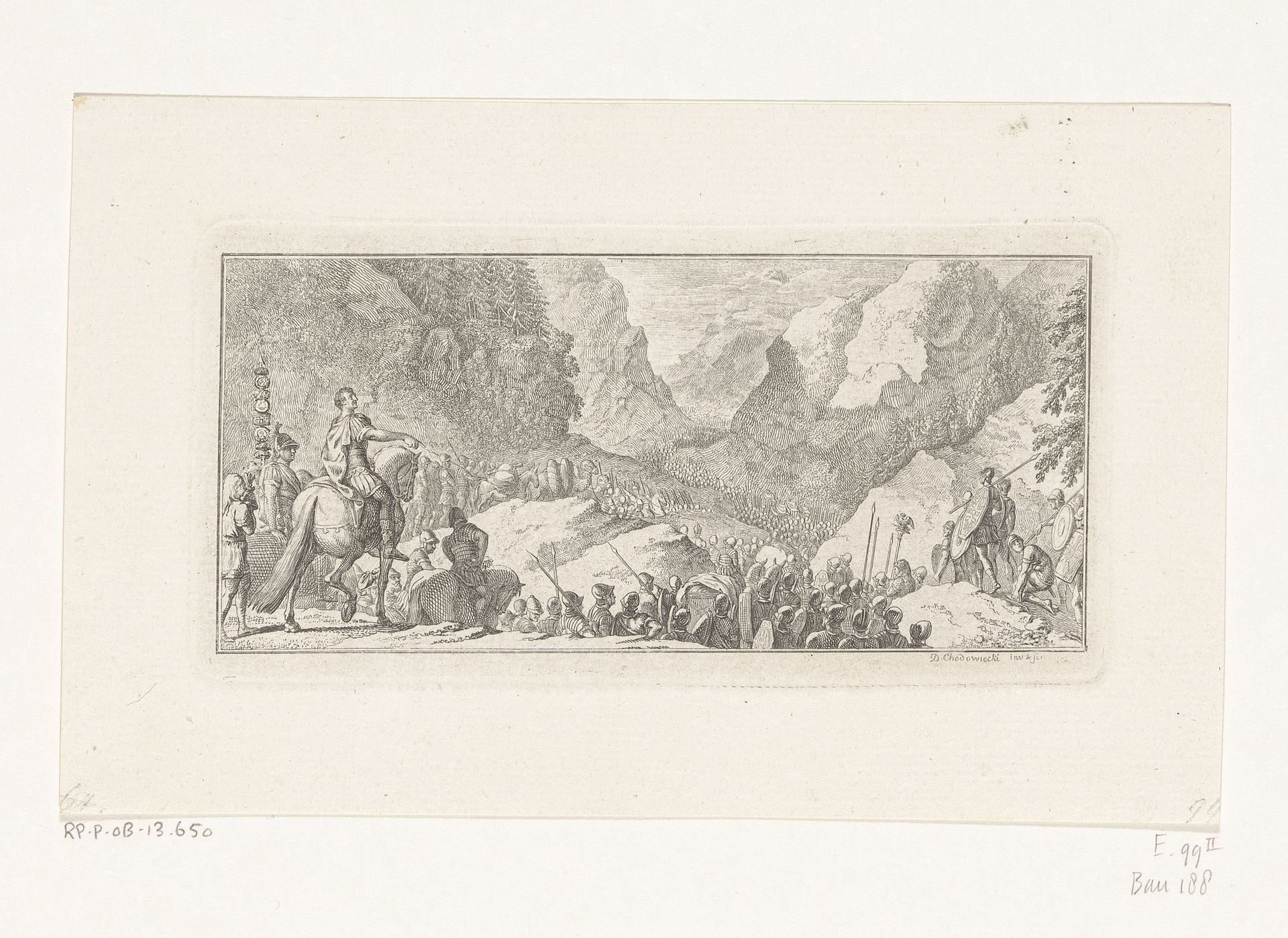 Tocht van Caesar over de Pyreneeën by Daniel Nikolaus Chodowiecki