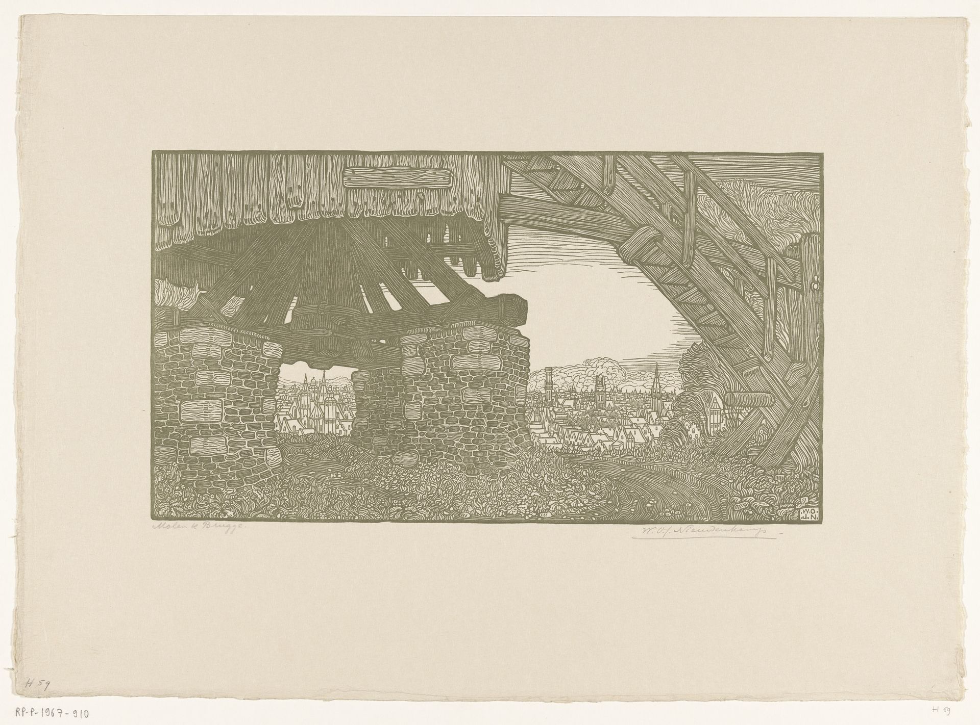 Onderstuk van een korenmolen in Brugge by Wijnand Otto Jan Nieuwenkamp