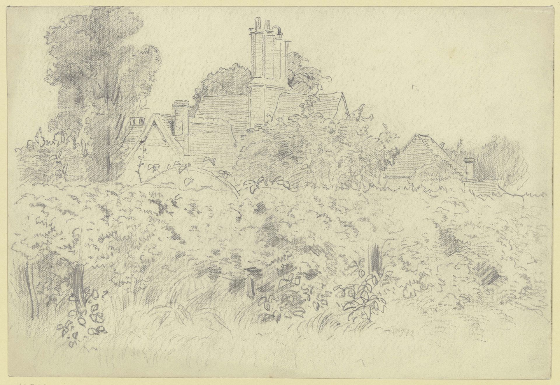 Houses with chimney by Otto Scholderer