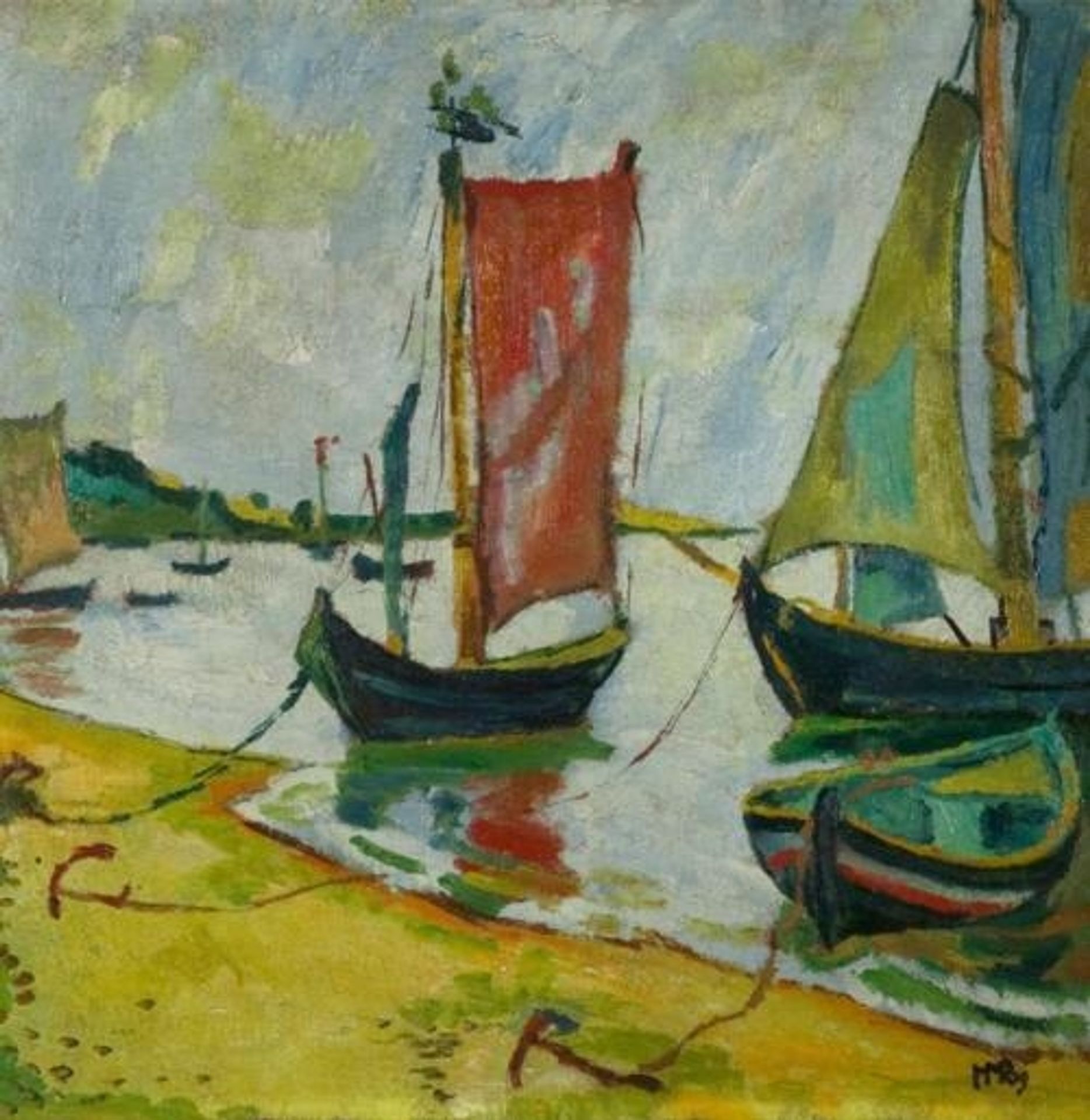 Nidden Coastline with Fishing Boats by Max Pechstein