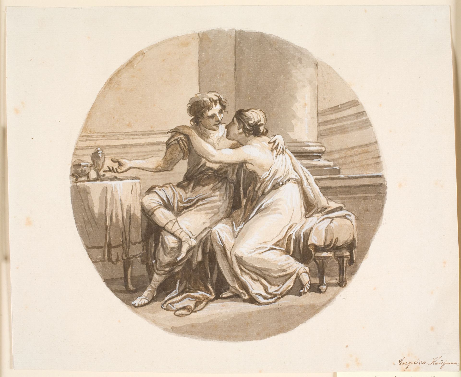 Two lovers in an interior by Antonio Zucchi