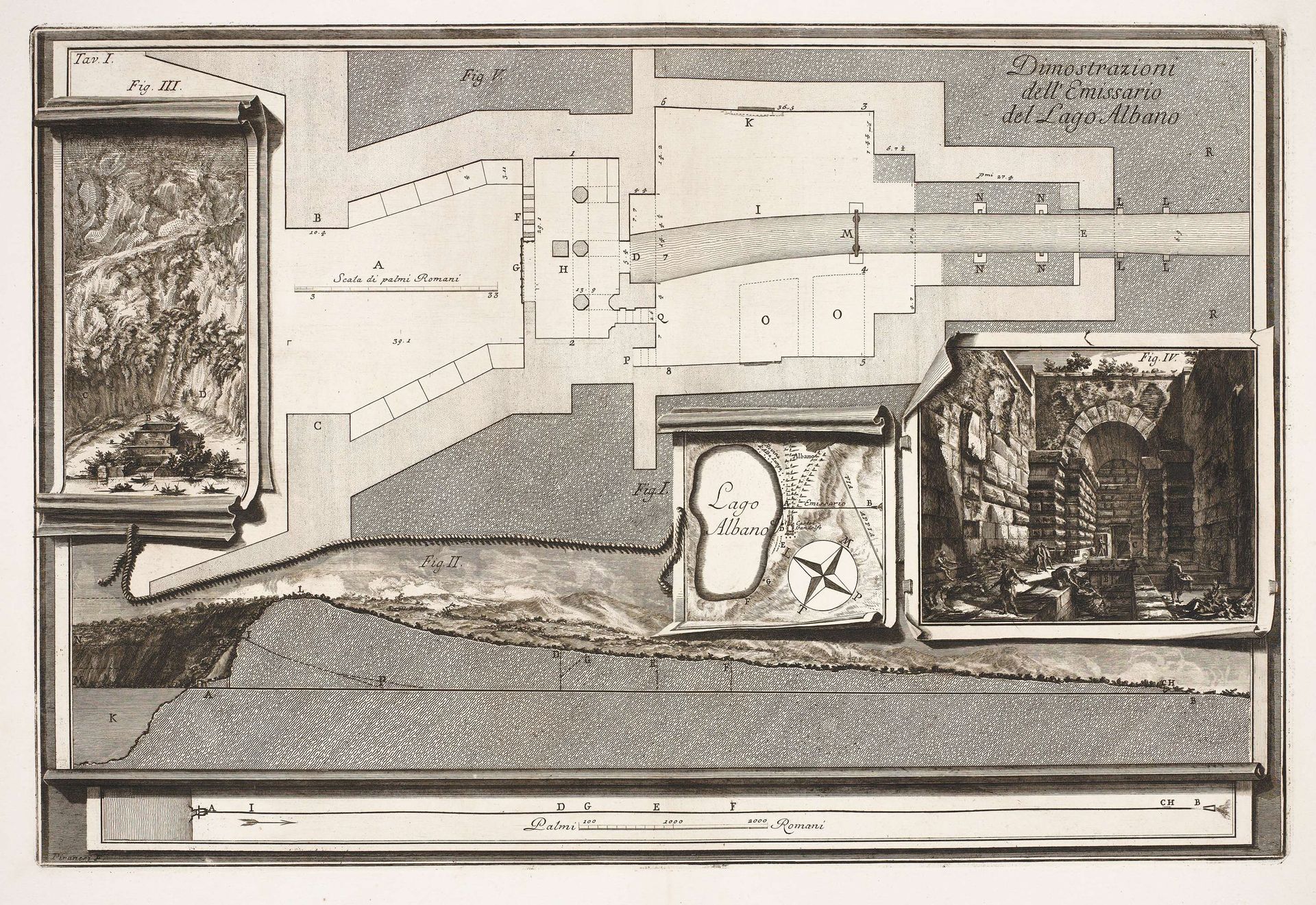 Afvoerkanaal van Meer van Albano by Giovanni Battista Piranesi