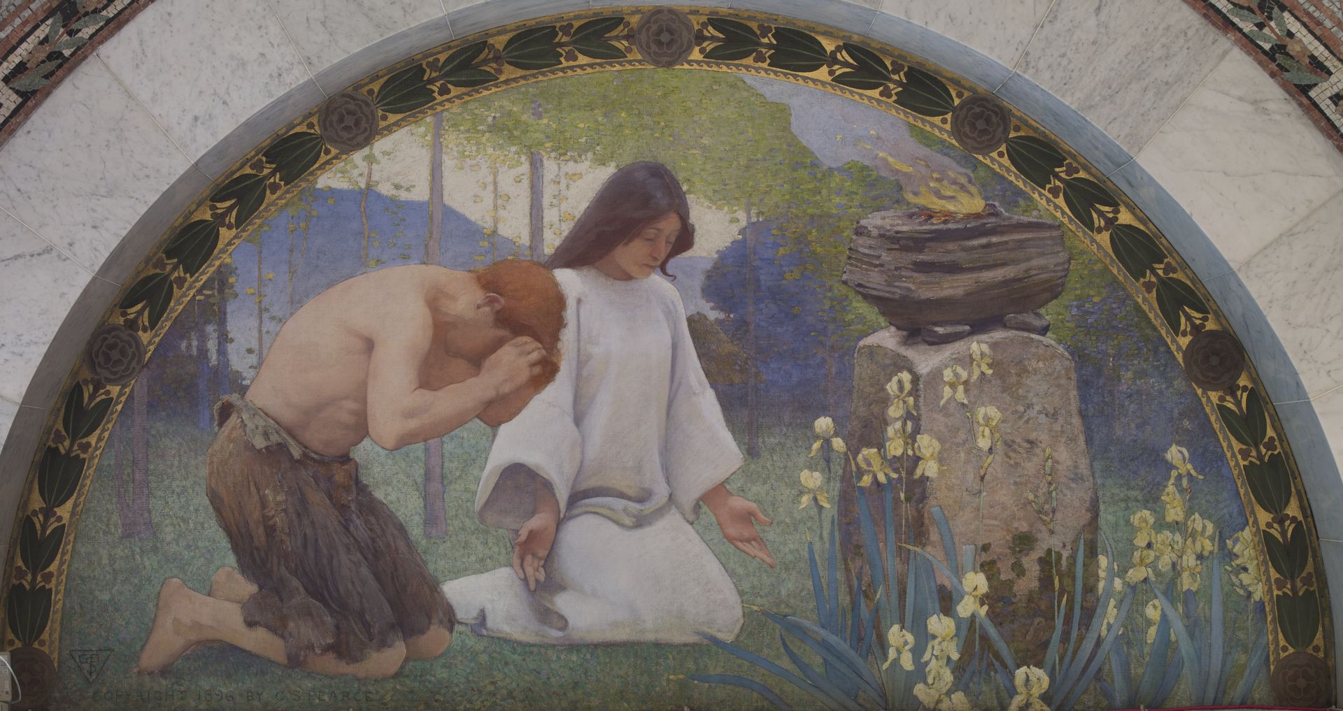 Religion Mural in Lunette from the Family and Education Series by Charles Sprague Pearce