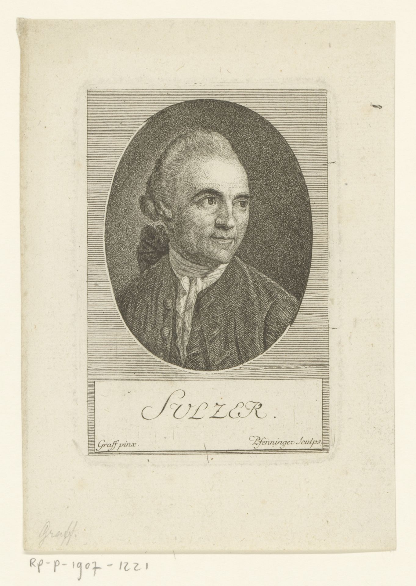Portret van Johann Georg Sulzer by Heinrich Pfenninger
