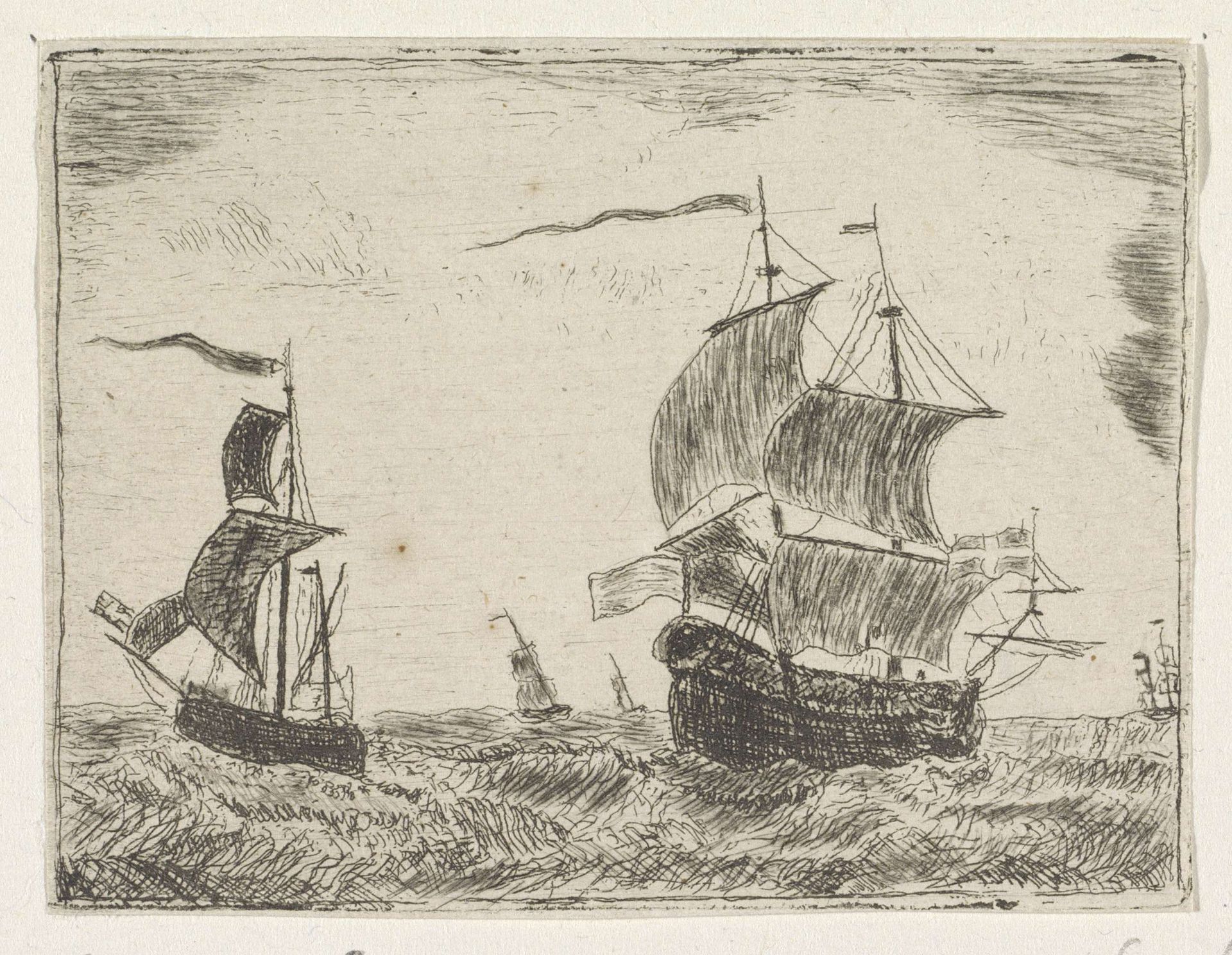 Zeegezicht met zeilschepen by Anonymous