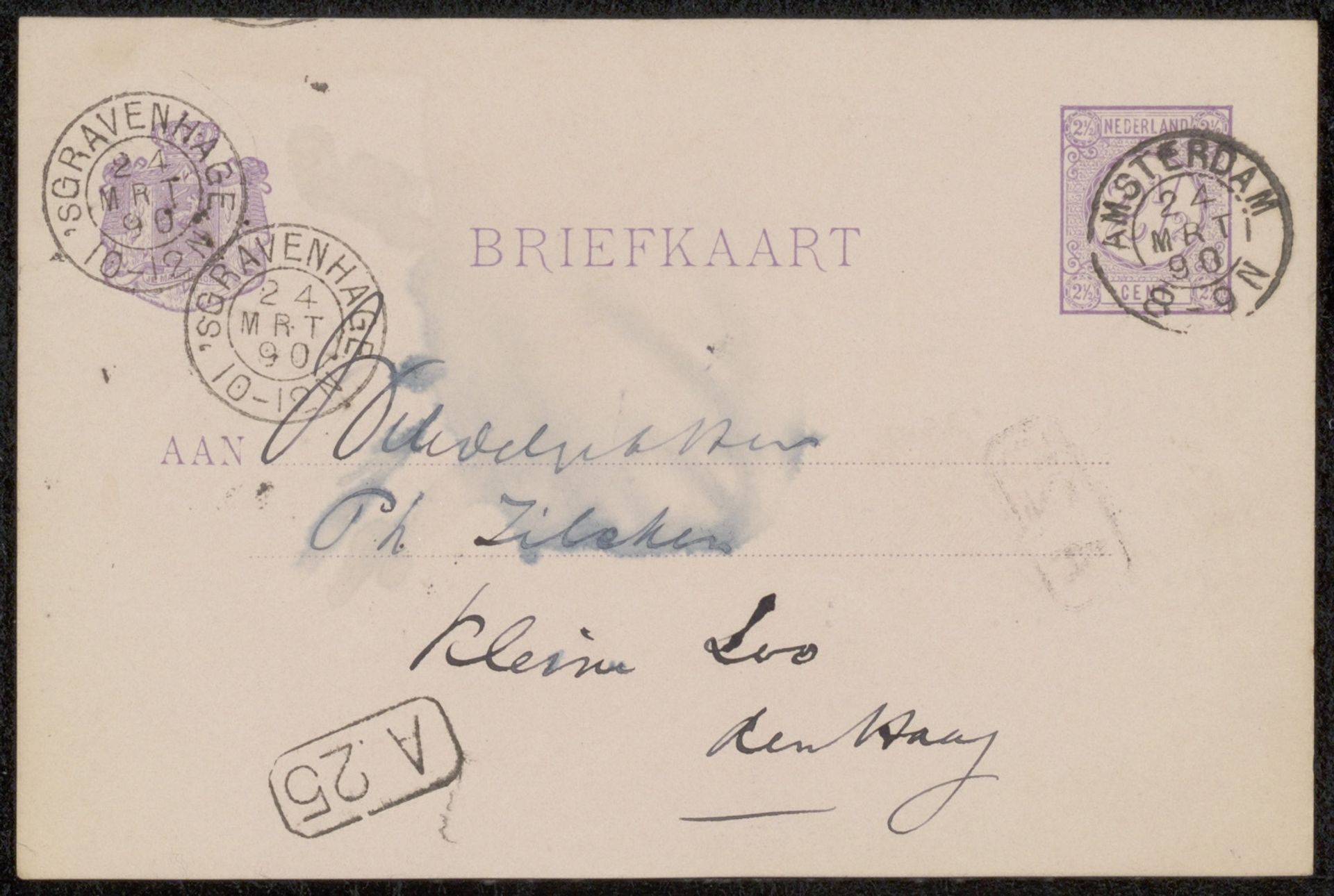 Briefkaart aan Philip Zilcken by H.L. Berckenhoff