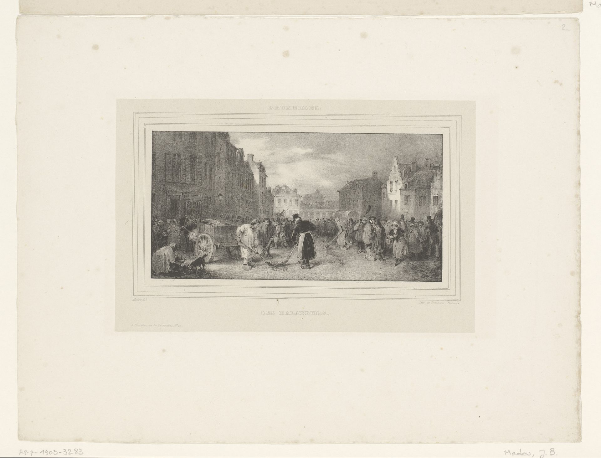 Drukke straat wordt geveegd by Jean-Baptiste Madou