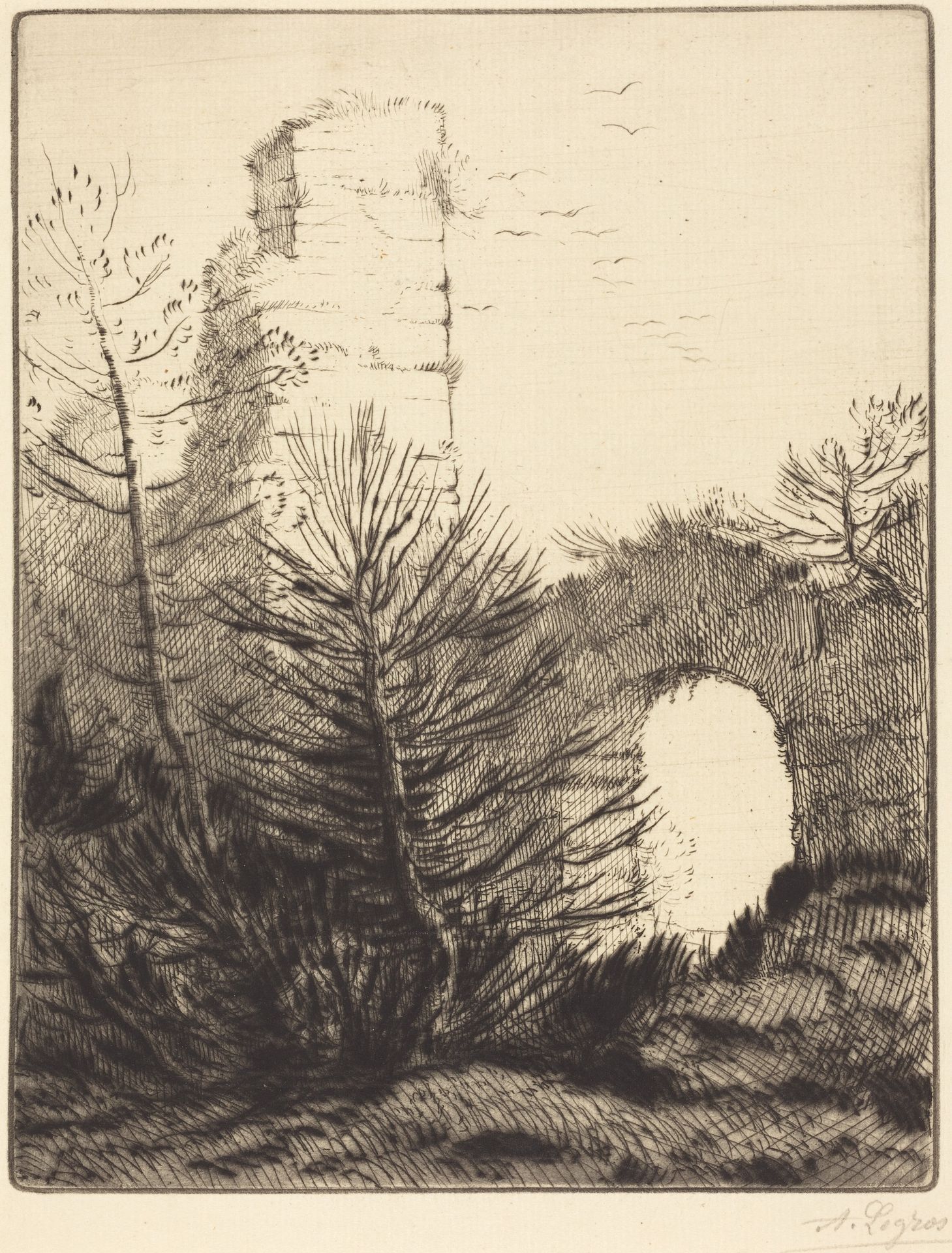 Ruins of a Monastery (Les ruines du monastere) by Alphonse Legros