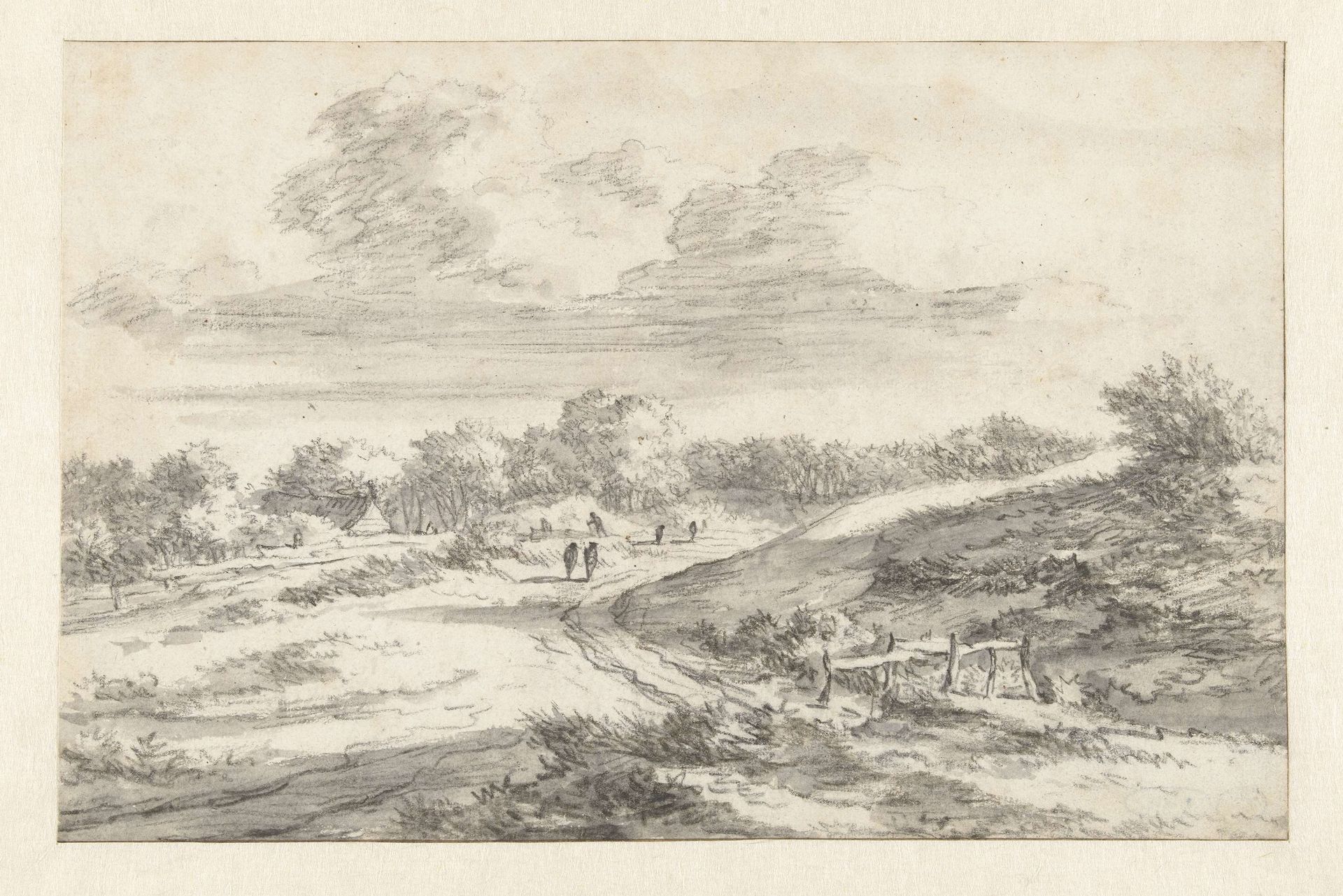 Dune Landscape with Figures along a Road, with a Cottage in the Distance by Jan (I) Vermeer van Haarlem