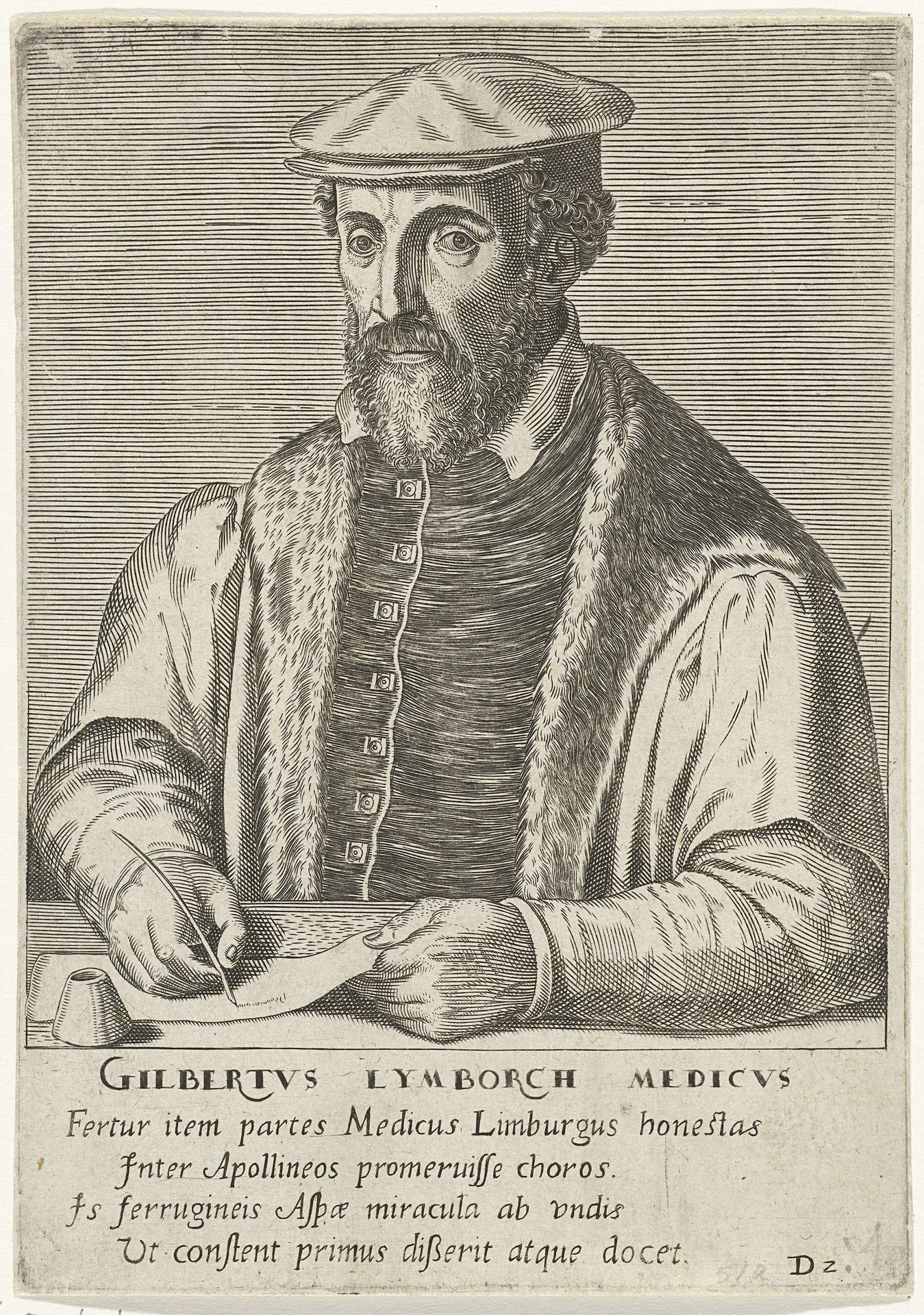 Portret van Gilbert Fusch by Philips Galle