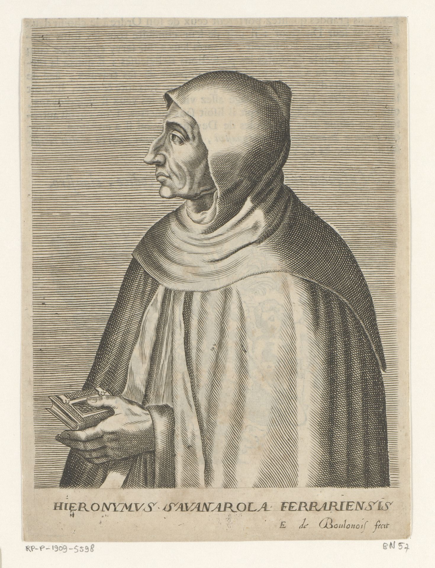 Portret van Girolamo Savonarola by Edme de Boulonois