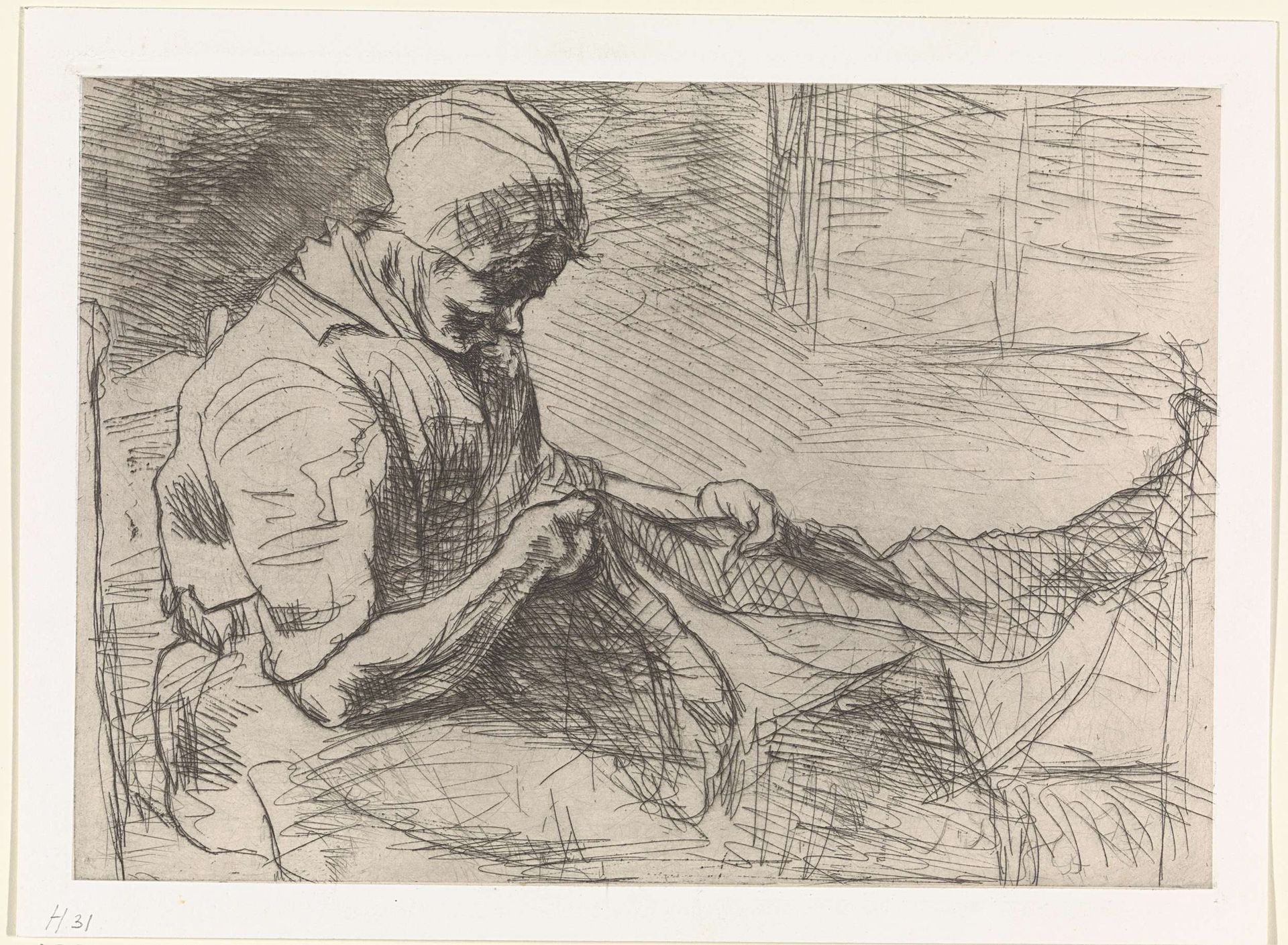 Nettenboetster by Jozef Israëls