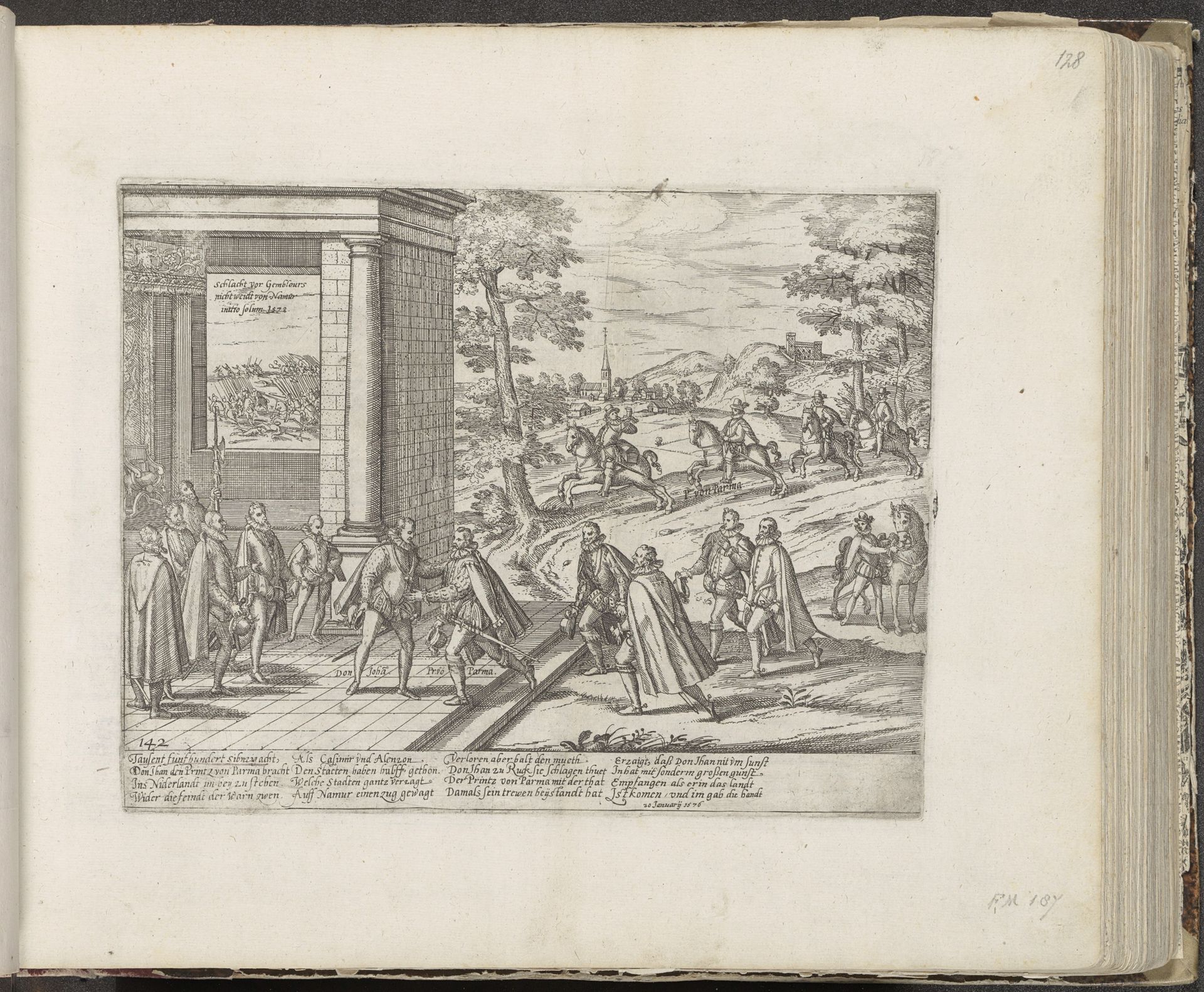 Don Juan ontvangt de hertog van Parma, 1578 by Frans Hogenberg