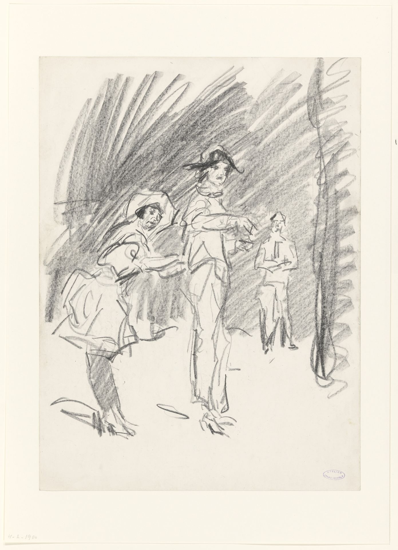 Drie figuren in een circusvoorstelling by Isaac Israels