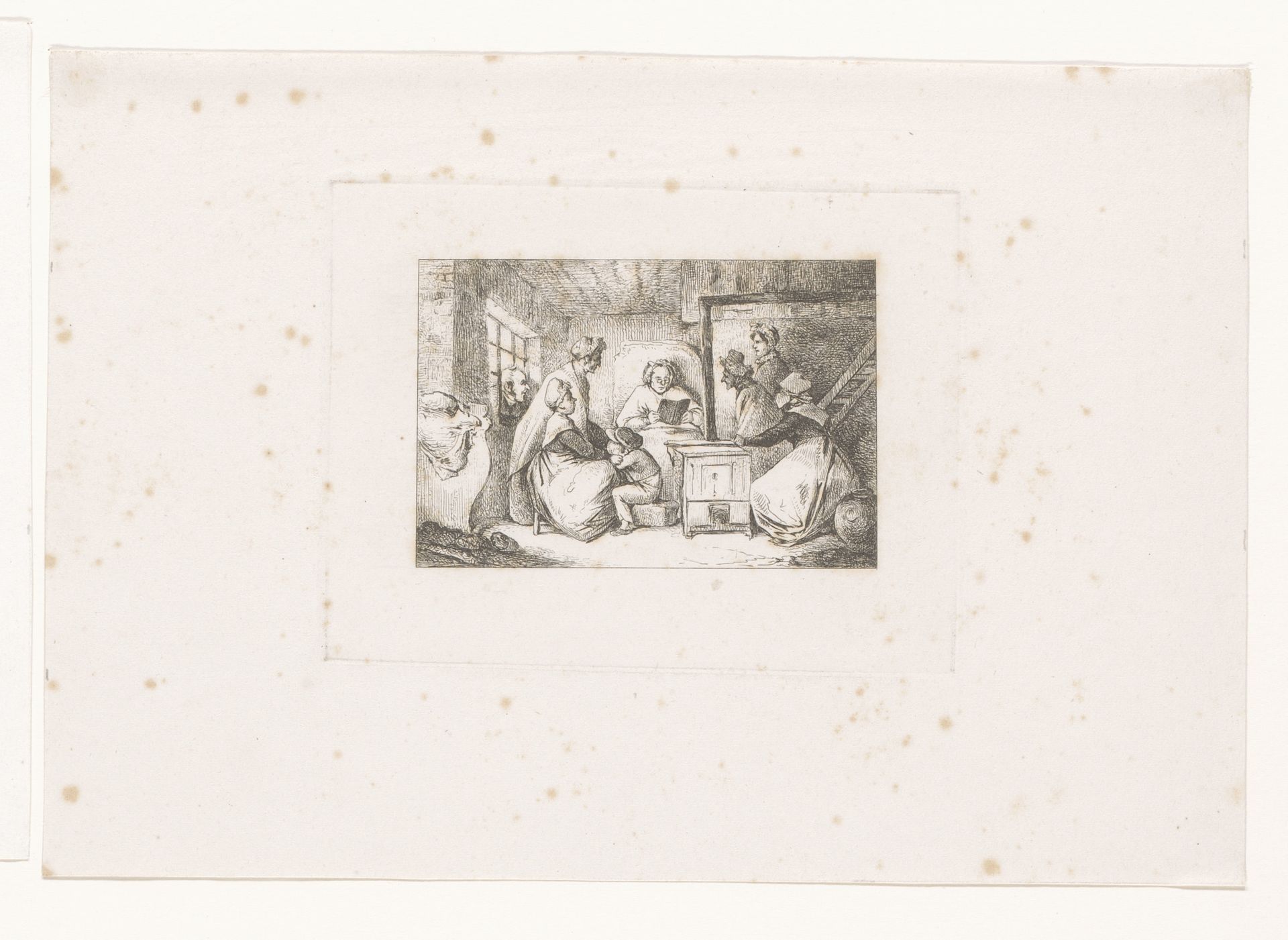 Groep rond een voorlezende vrouw by Eugène Verboeckhoven