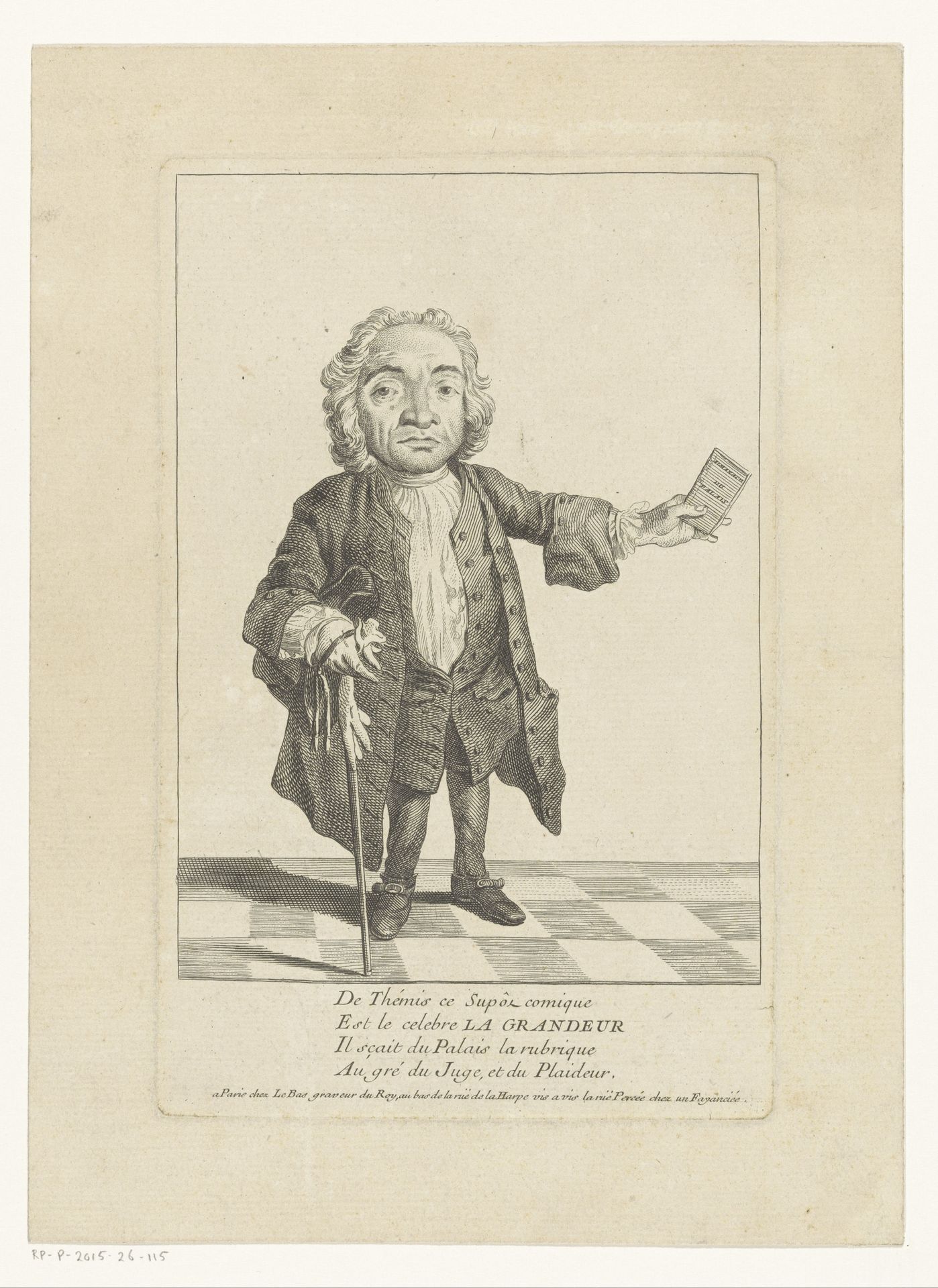 Portret van de dwerg La Grandeur by Jacques Philippe Le Bas