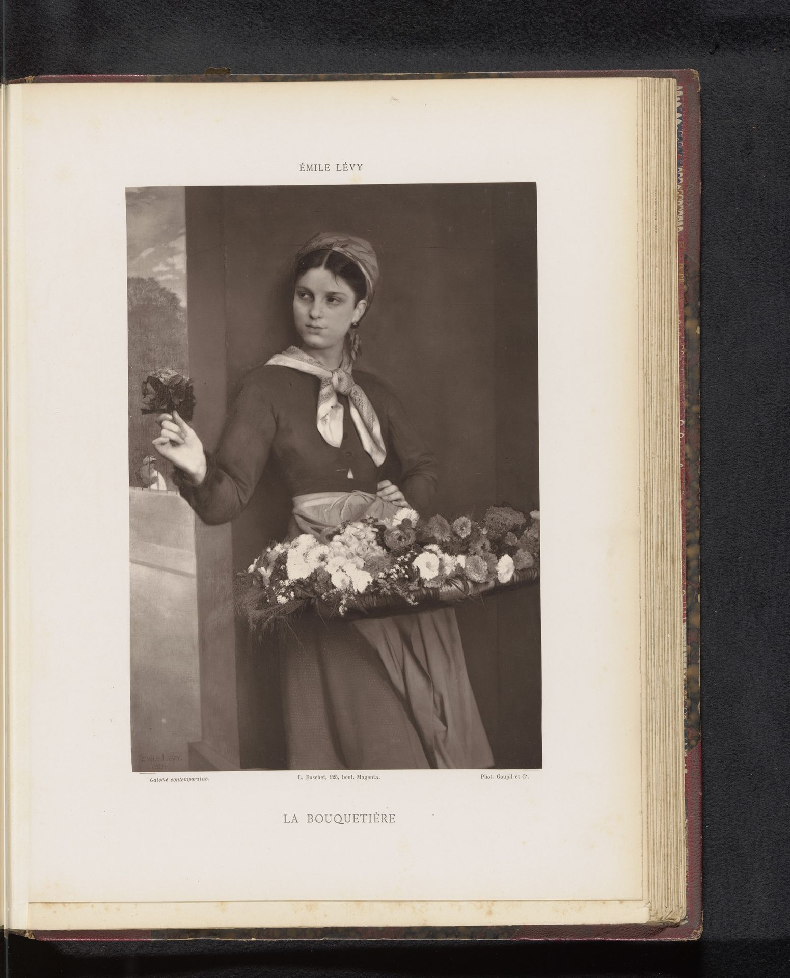 Reproductie van La bouquetière door Émile Lévy by Anonymous