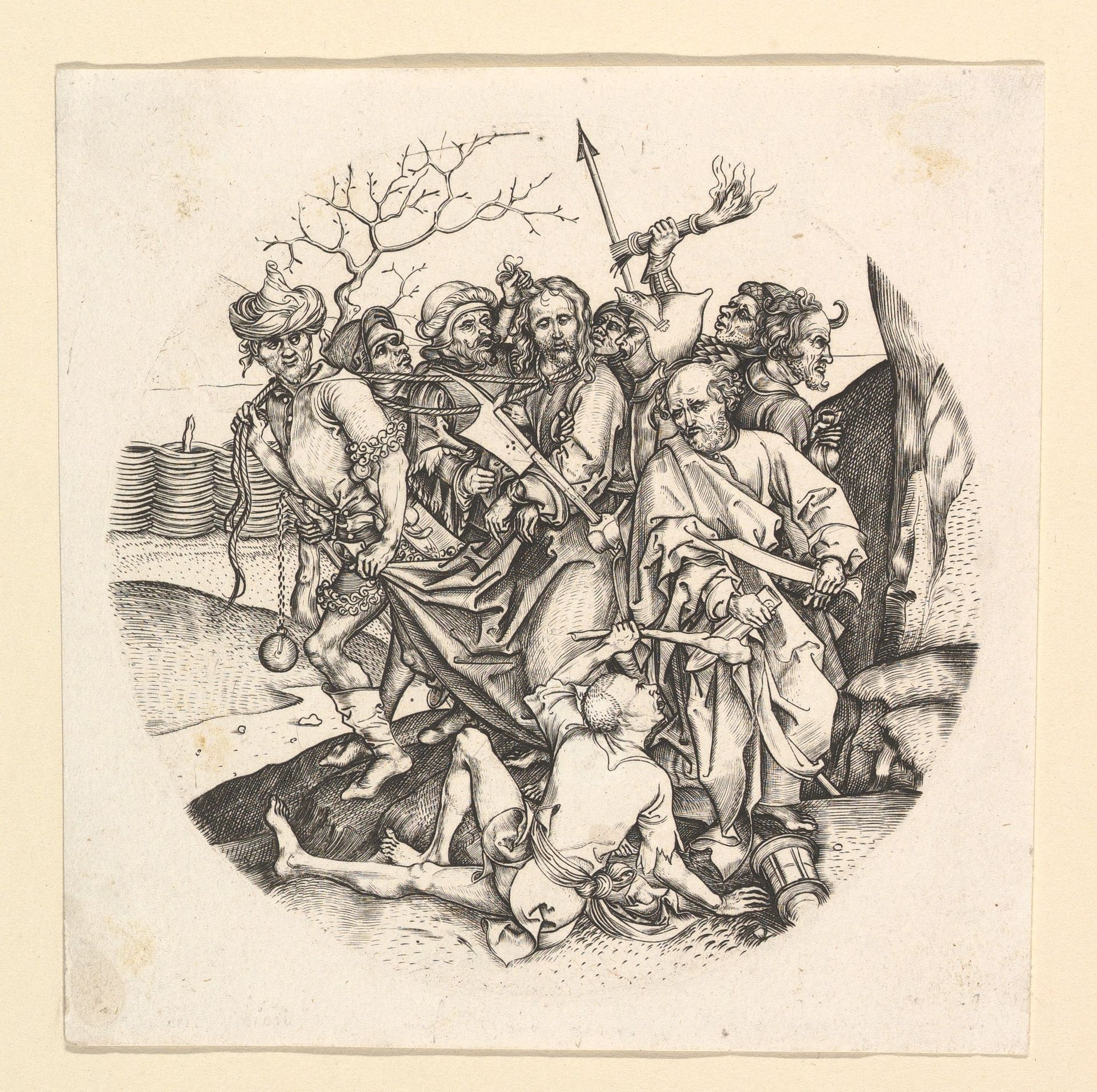 The Betrayal of Christ (reverse copy in roundel) by Martin Schongauer