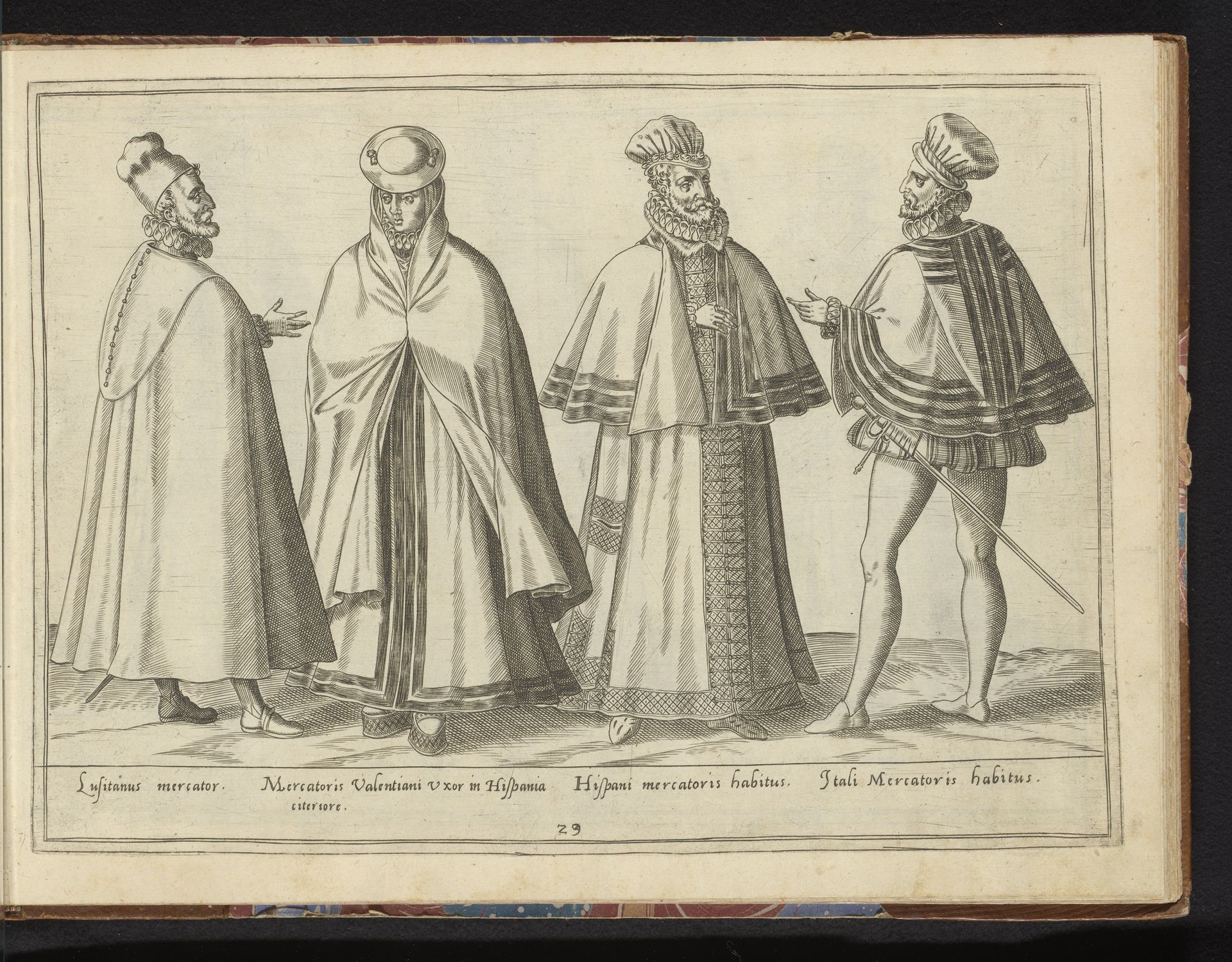 Drie mannen en een vrouw, gekleed volgens de Spaanse en Italiaanse mode van ca. 1580 by Abraham de Bruyn