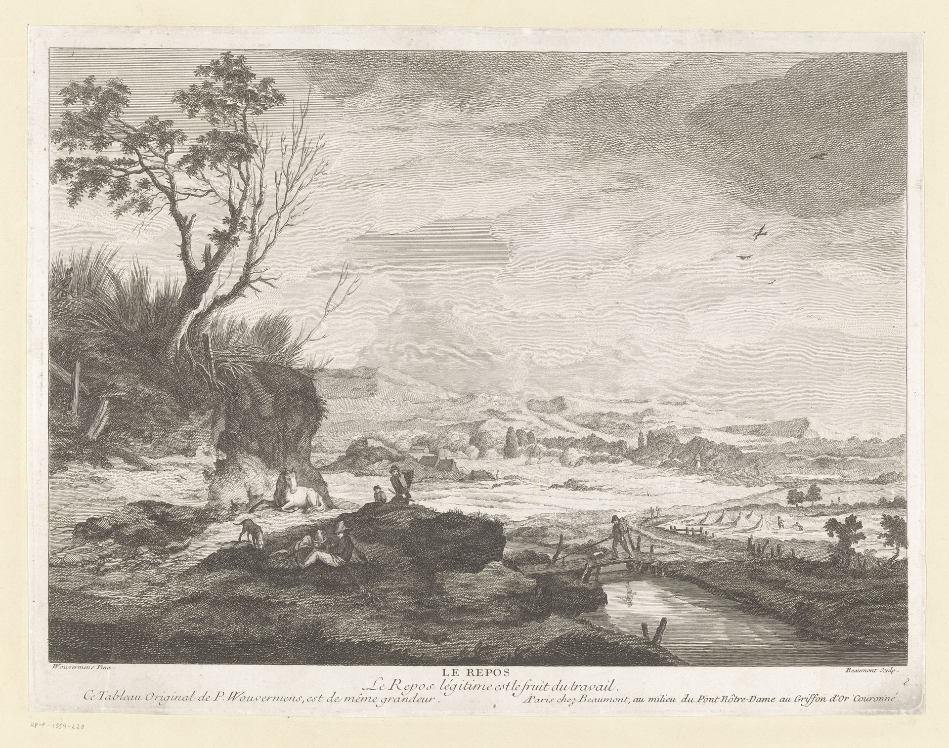 Landschap met rustende figuren by Pierre François Beaumont
