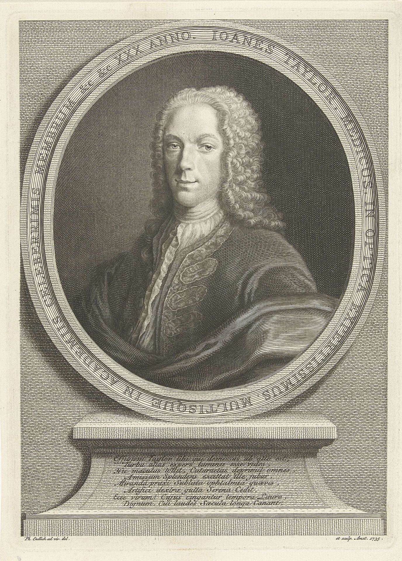 Portret van Johannes Taylor by Philippus Endlich