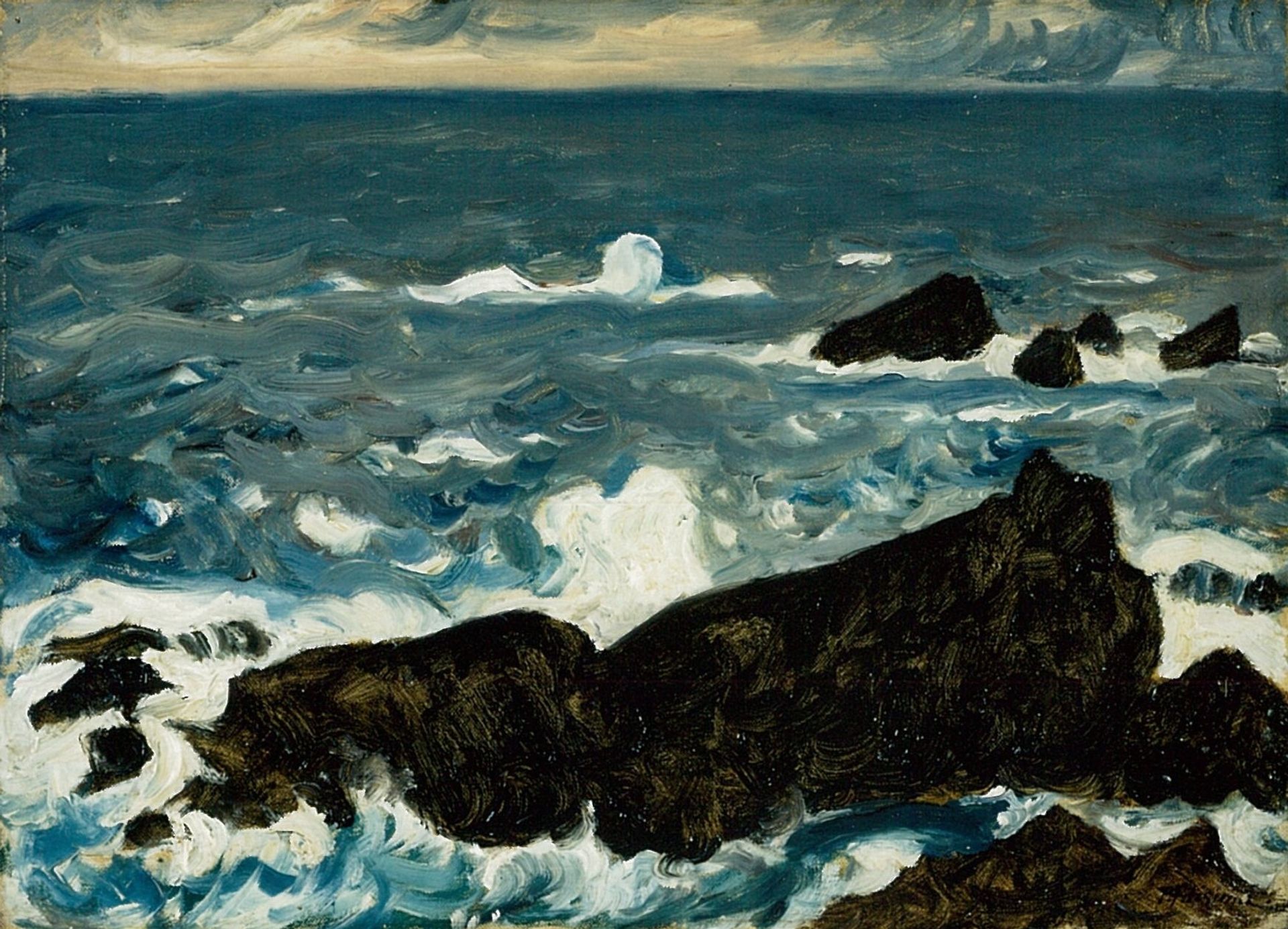 Rocks and Waves (cape Shiono) by Fujishima Takeji