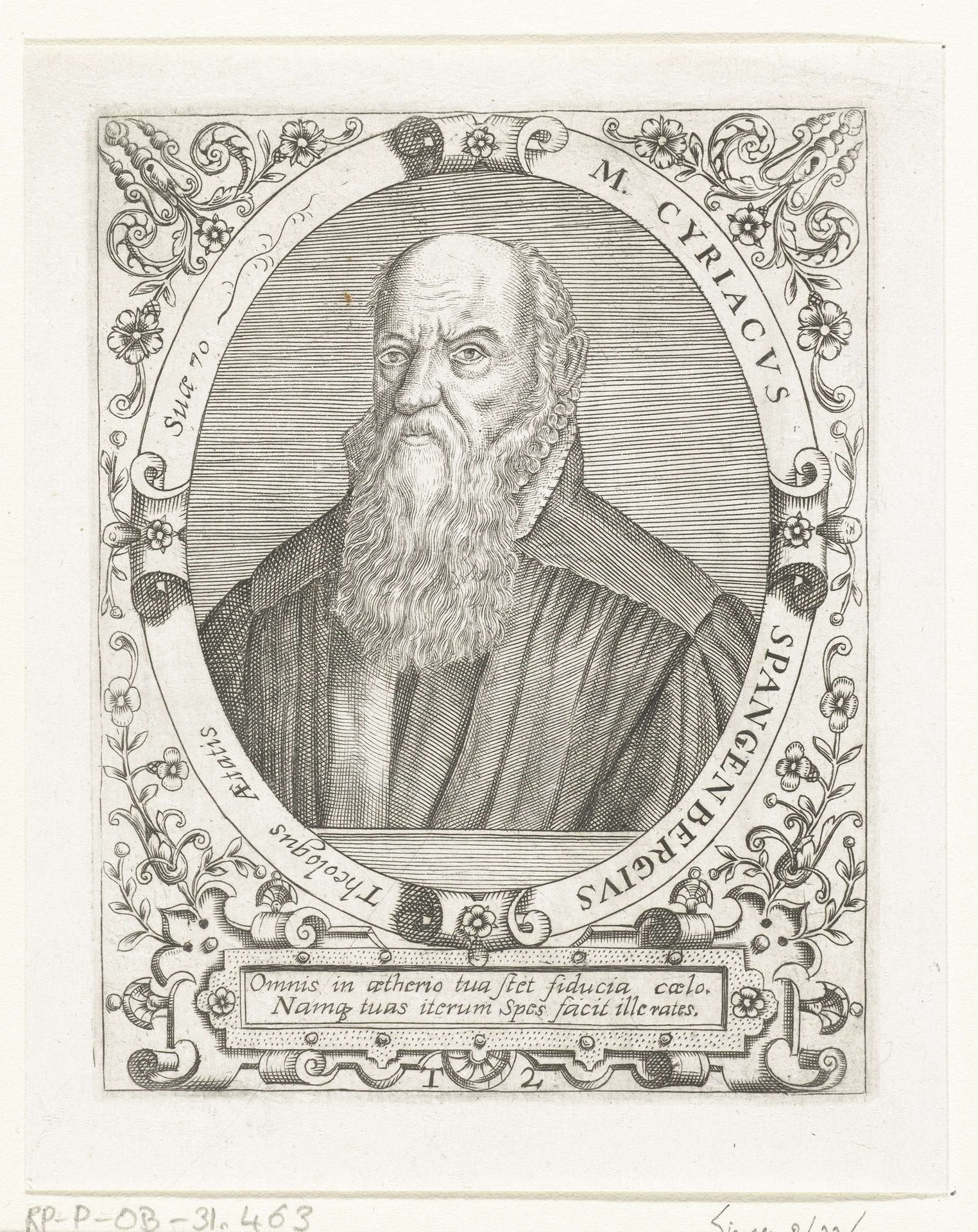 Portret van Cyriacus Spangenberg by Theodor de Bry