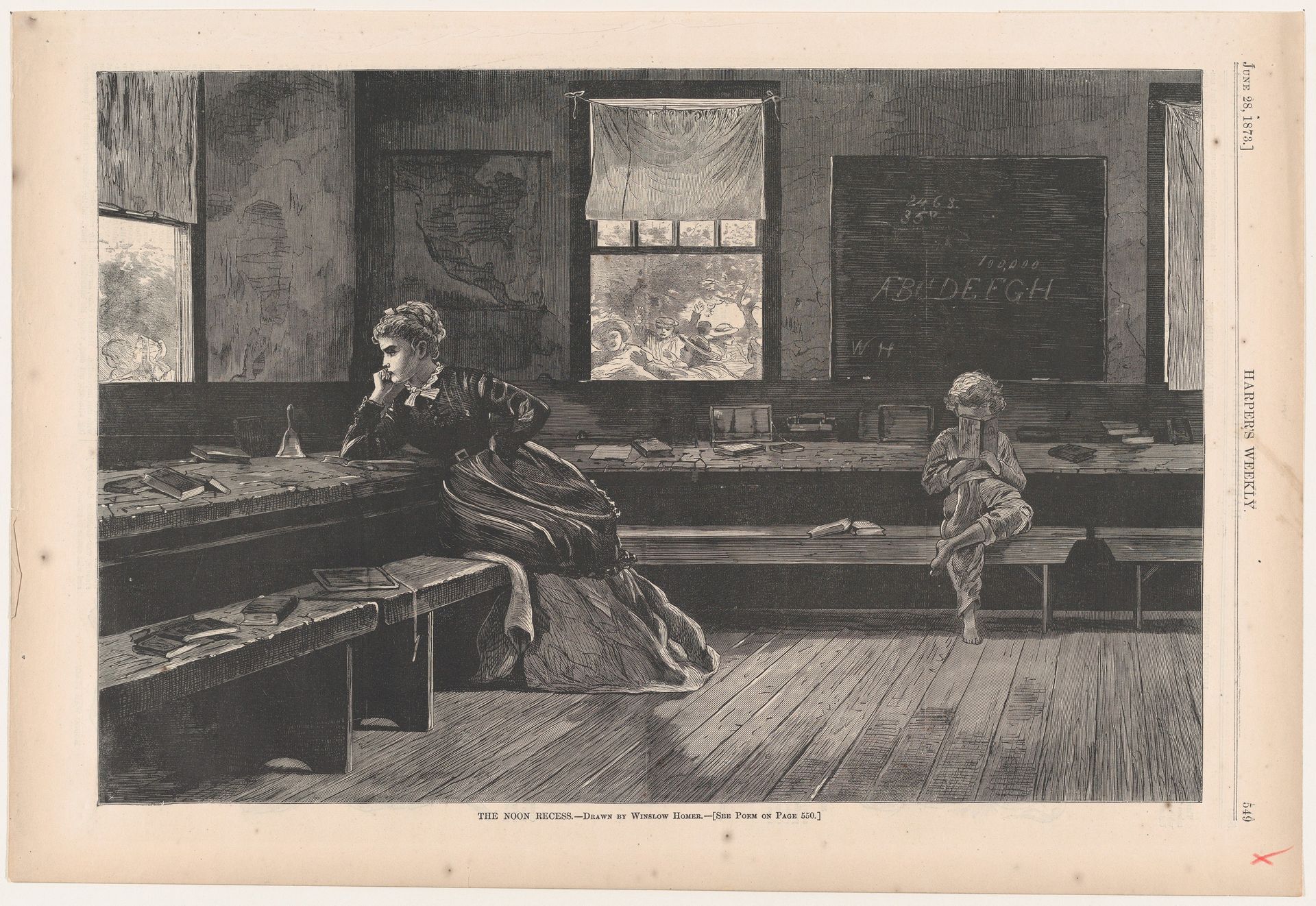 The Noon Recess (from "Harper's Weekly," Vol. XVII) by Winslow Homer