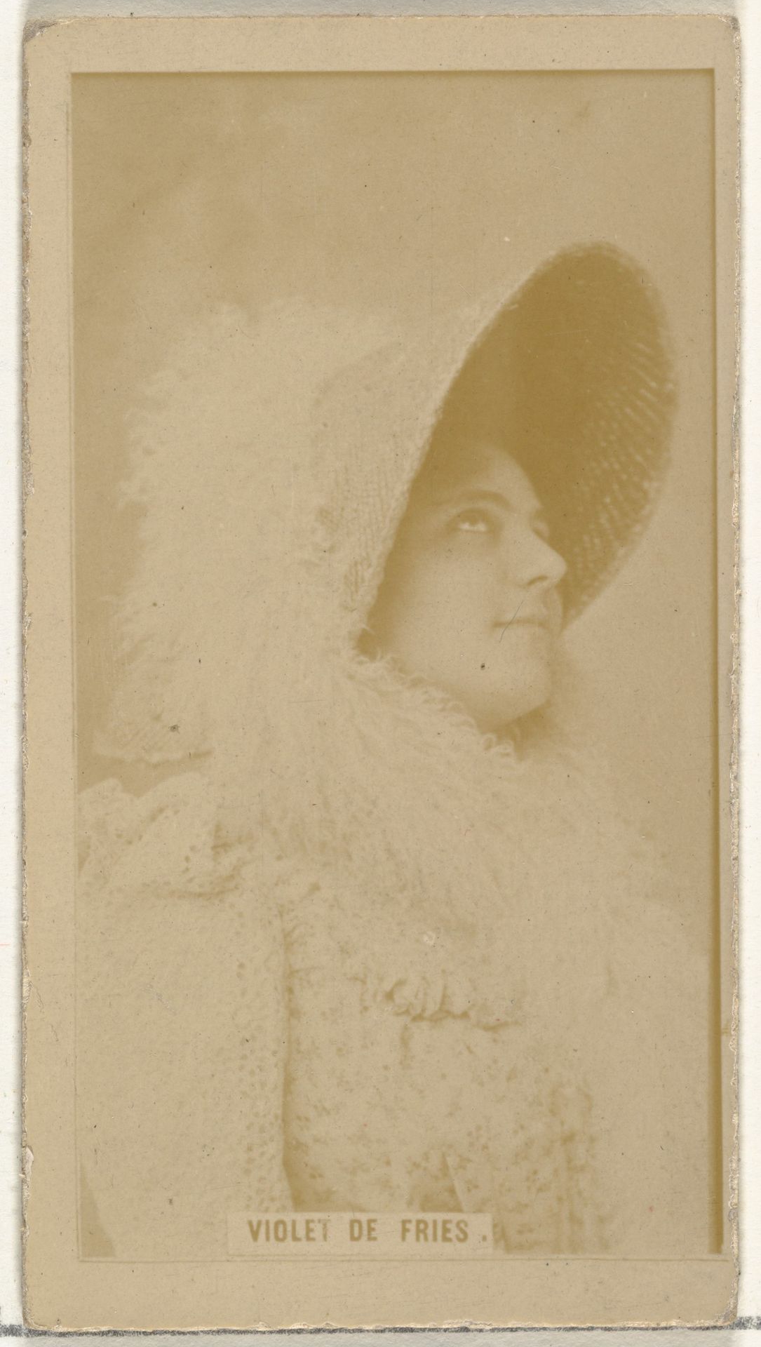 Violet de Fries, from the Actors and Actresses series (N145-8) issued by Duke Sons & Co. to promote Duke Cigarettes by W. Duke, Sons & Co.
