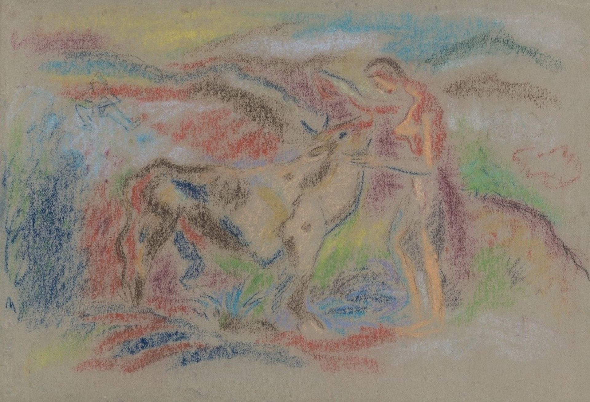 Woman with a Cow by Arnold Peter Weisz-Kubínčan