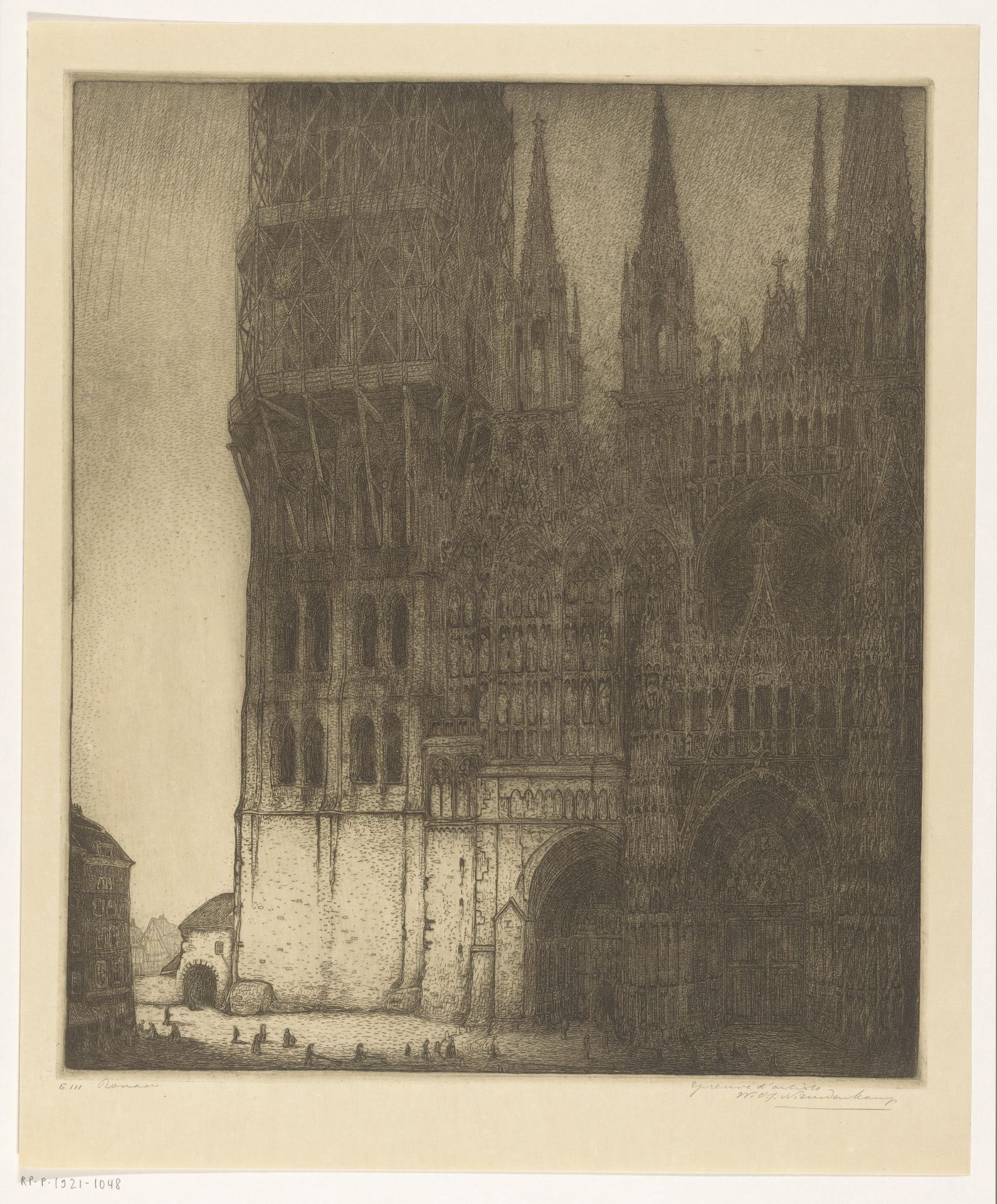 Voorgevel van de Onze-Lieve-Vrouwekathedraal in Rouen by Wijnand Otto Jan Nieuwenkamp