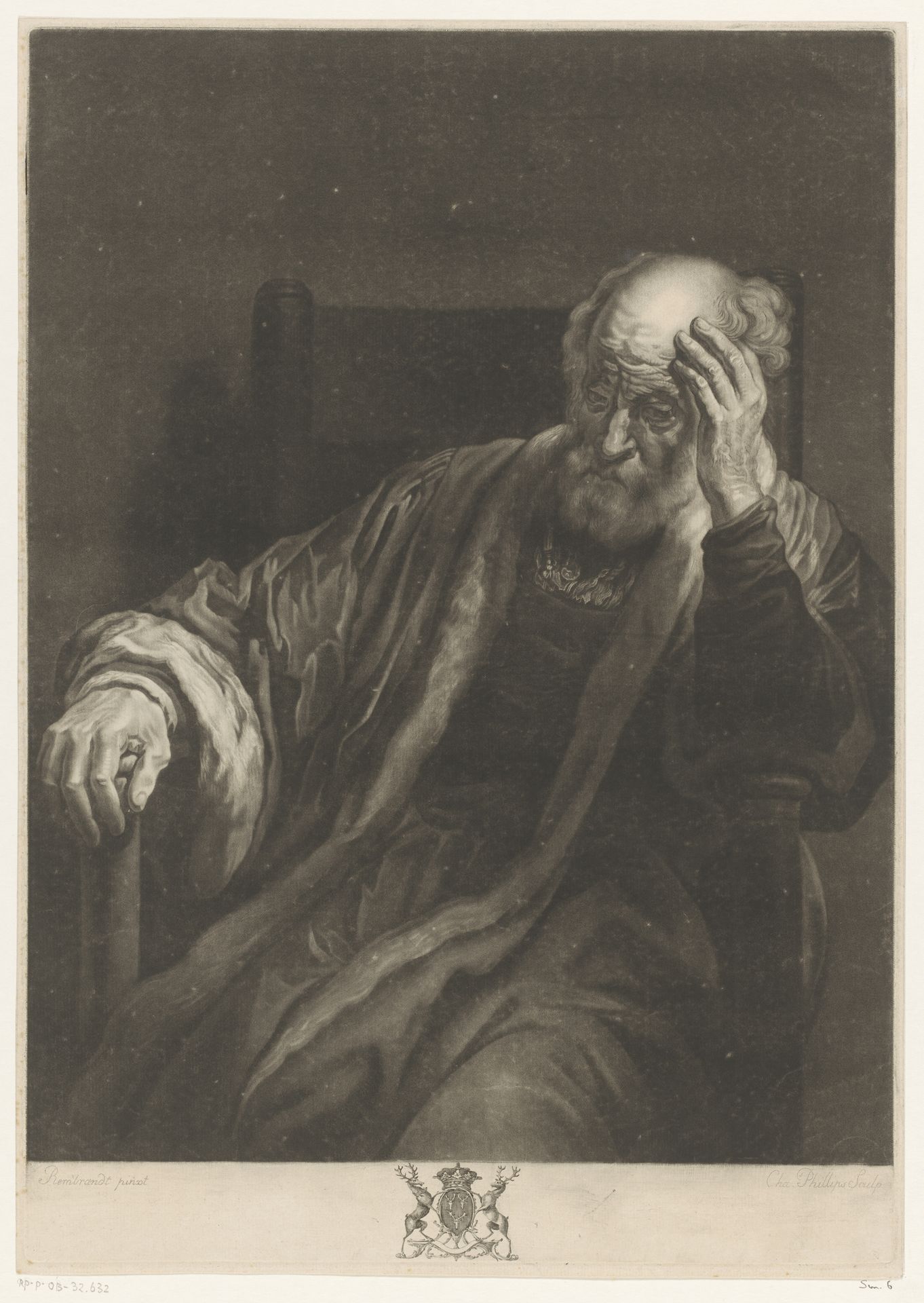 Zittende oude man by Charles Phillips