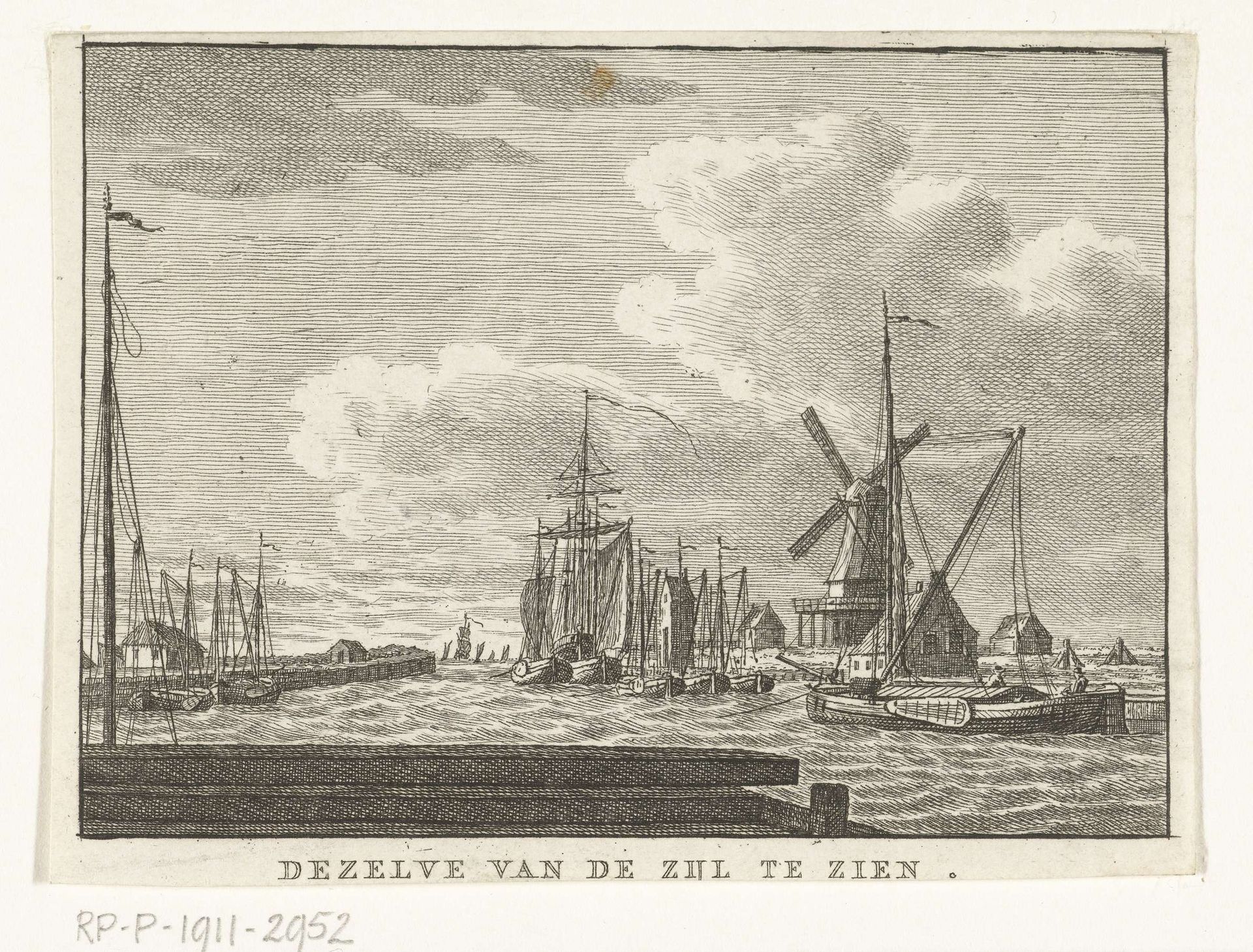 Haven van Stavoren vanaf sluis de Zijl gezien by Carel Frederik (I) Bendorp