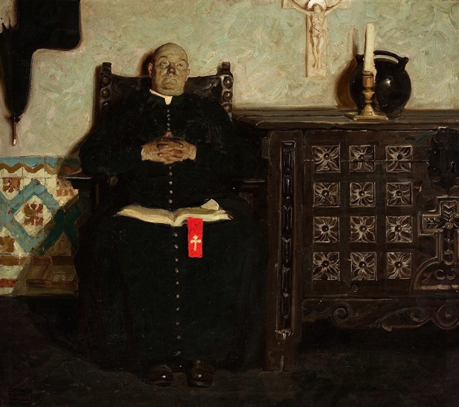 Priest, Spanish City by Dean Cornwell
