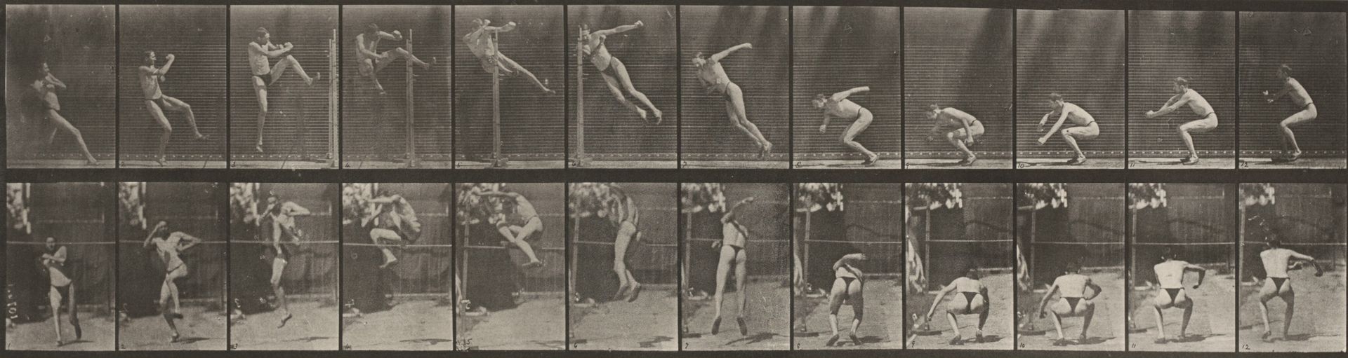 Plate Number 157. Jumping, running twist high jump by Eadweard Muybridge