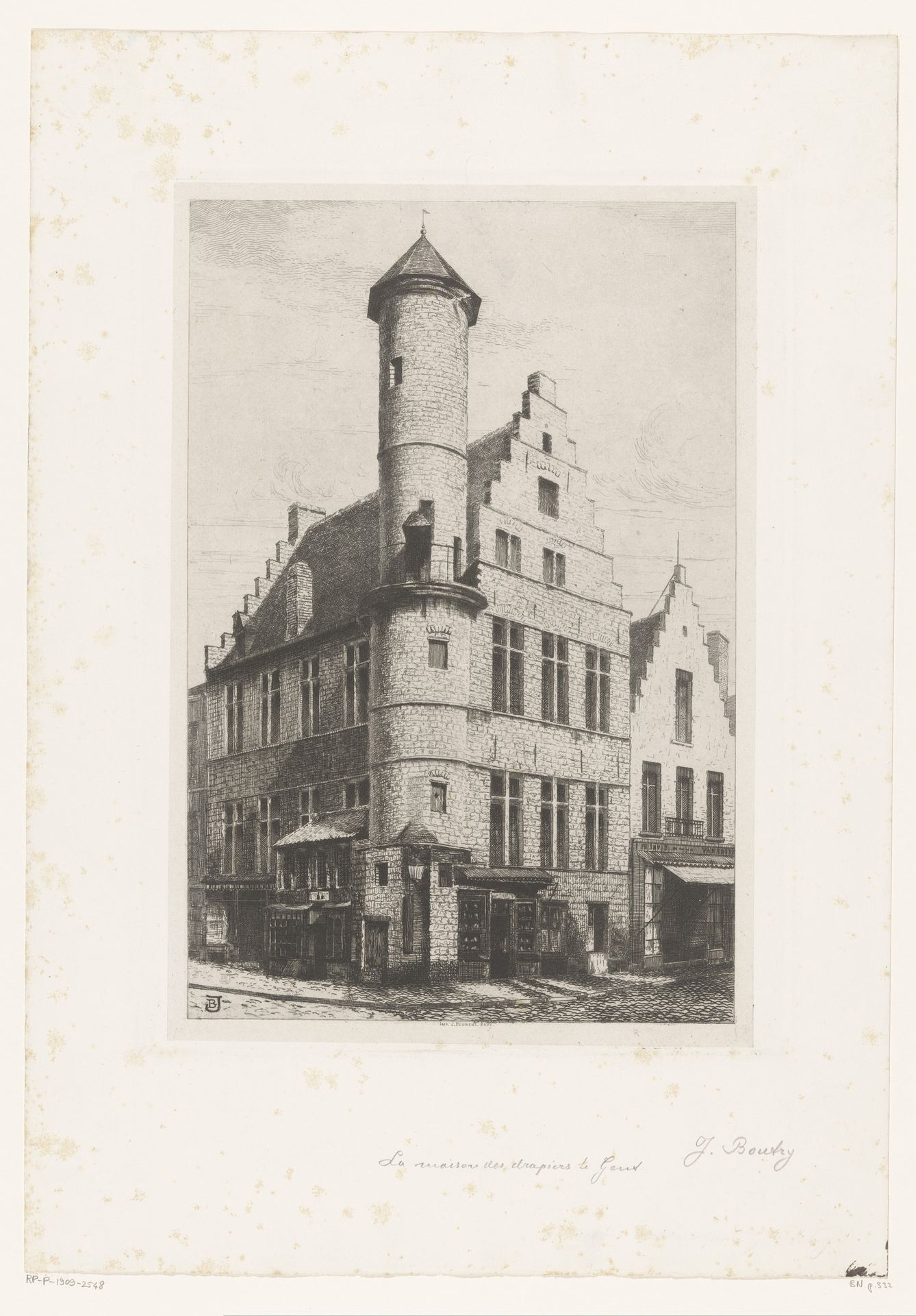 Het Toreken aan de Vrijdagmarkt te Gent by Julien Louis Camille Boutry