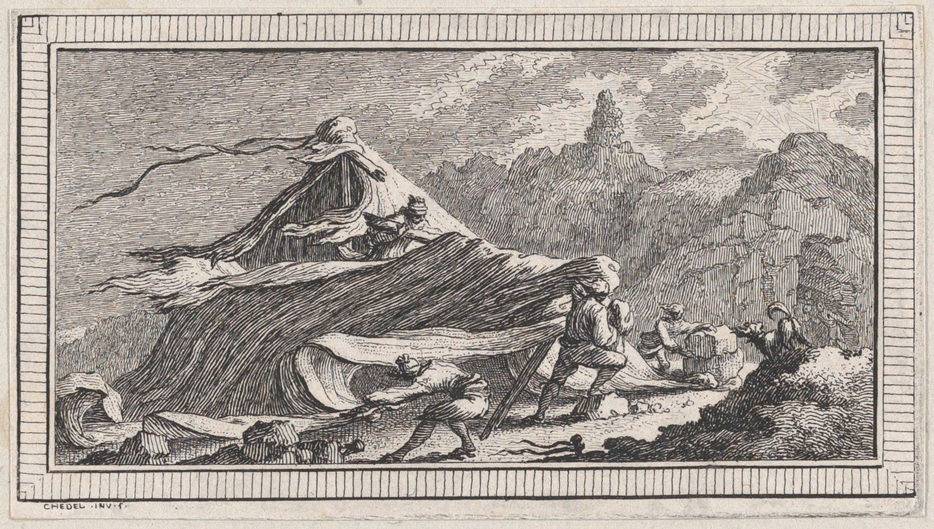 Landscape, from a series of six landscapes titled "Observationib.Astronom.Regiae.Paris.Scient. Acad...1736" by Quentin Pierre Chedel