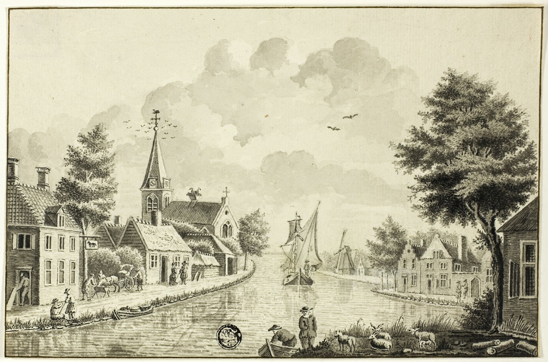 Old Dutch Town on Canal by Isaac van Ketweg