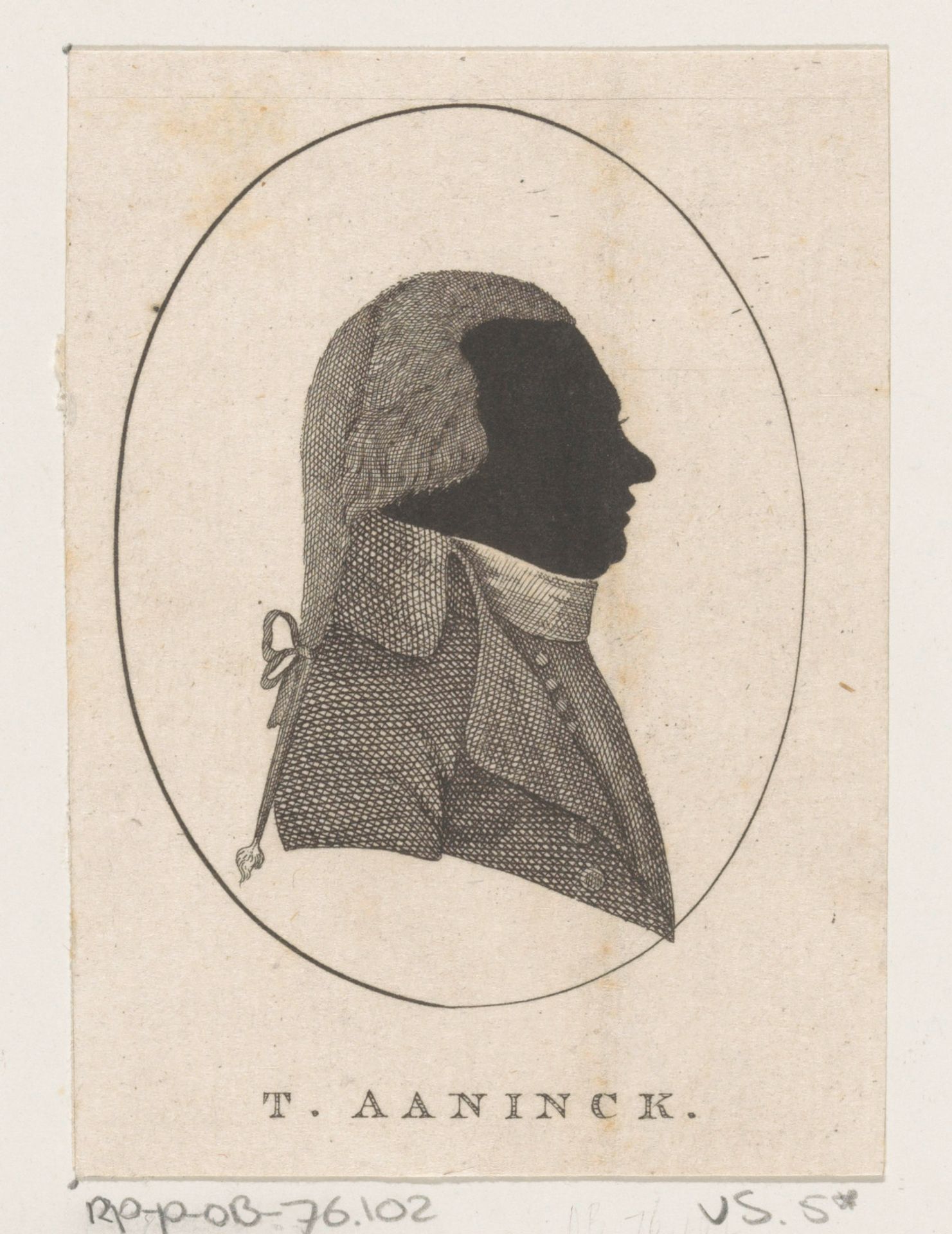Silhouetportret van Theodorus Aaninck by Anonymous